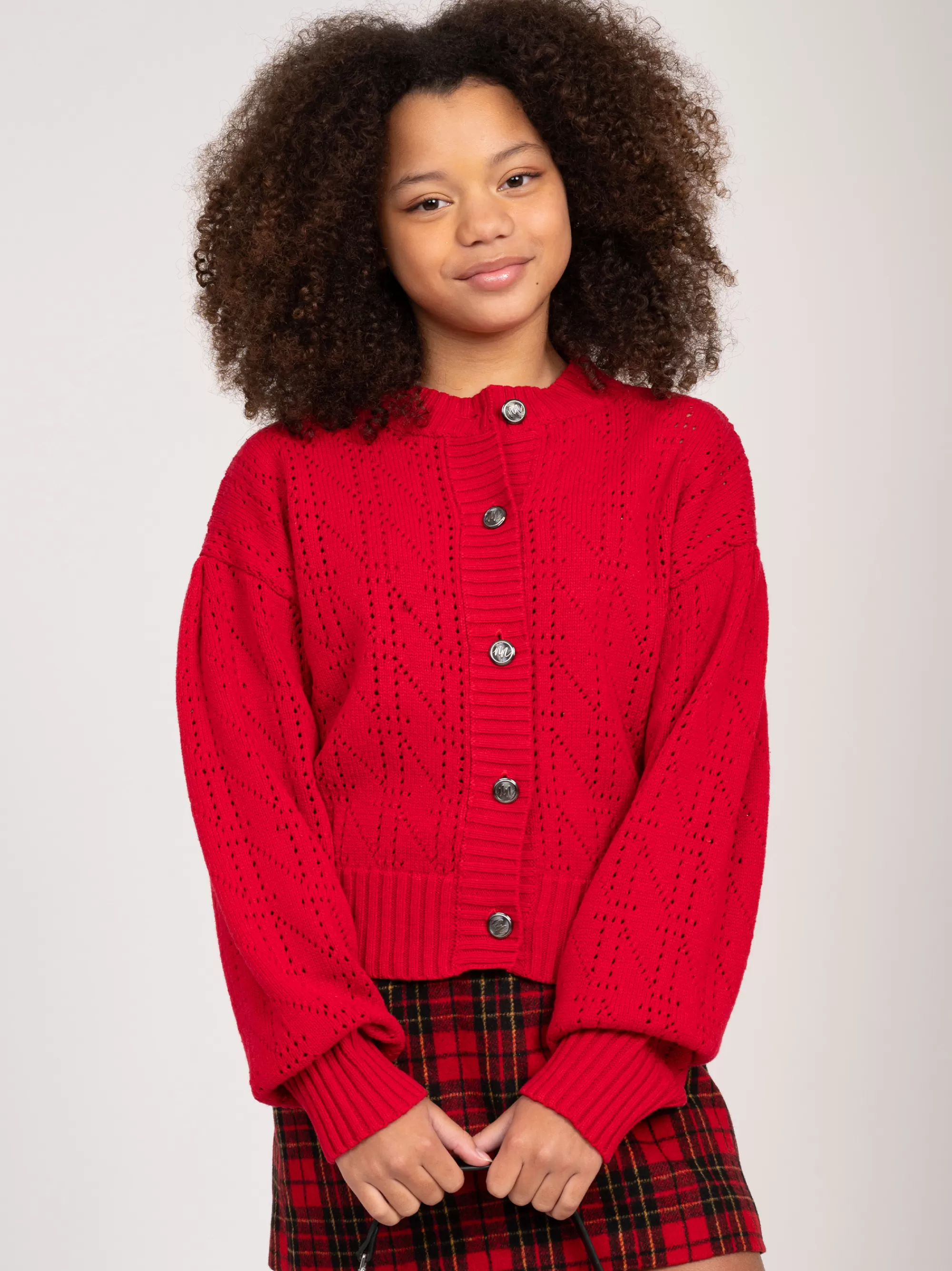 FIFTH HOUSE Sweaters & Cardigans-Ajour knit cardigan with logo pattern