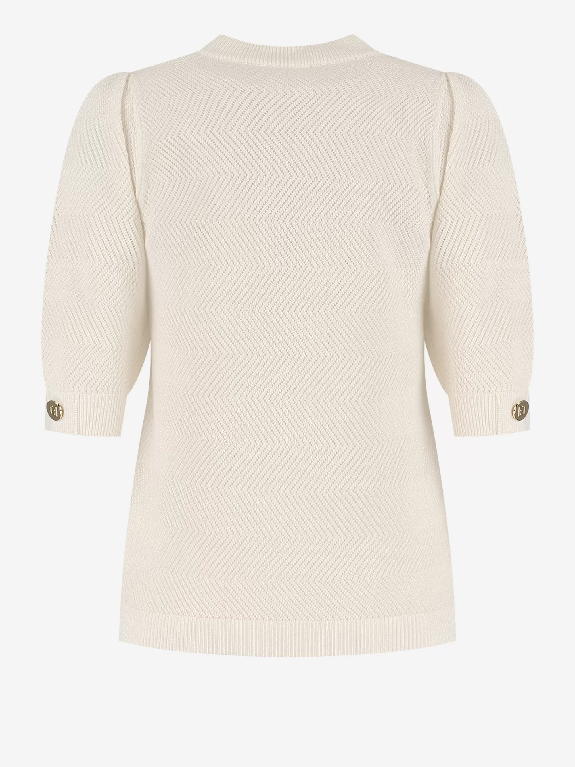 Women FIFTH HOUSE Tops-Ajour knitted top with puff sleeves