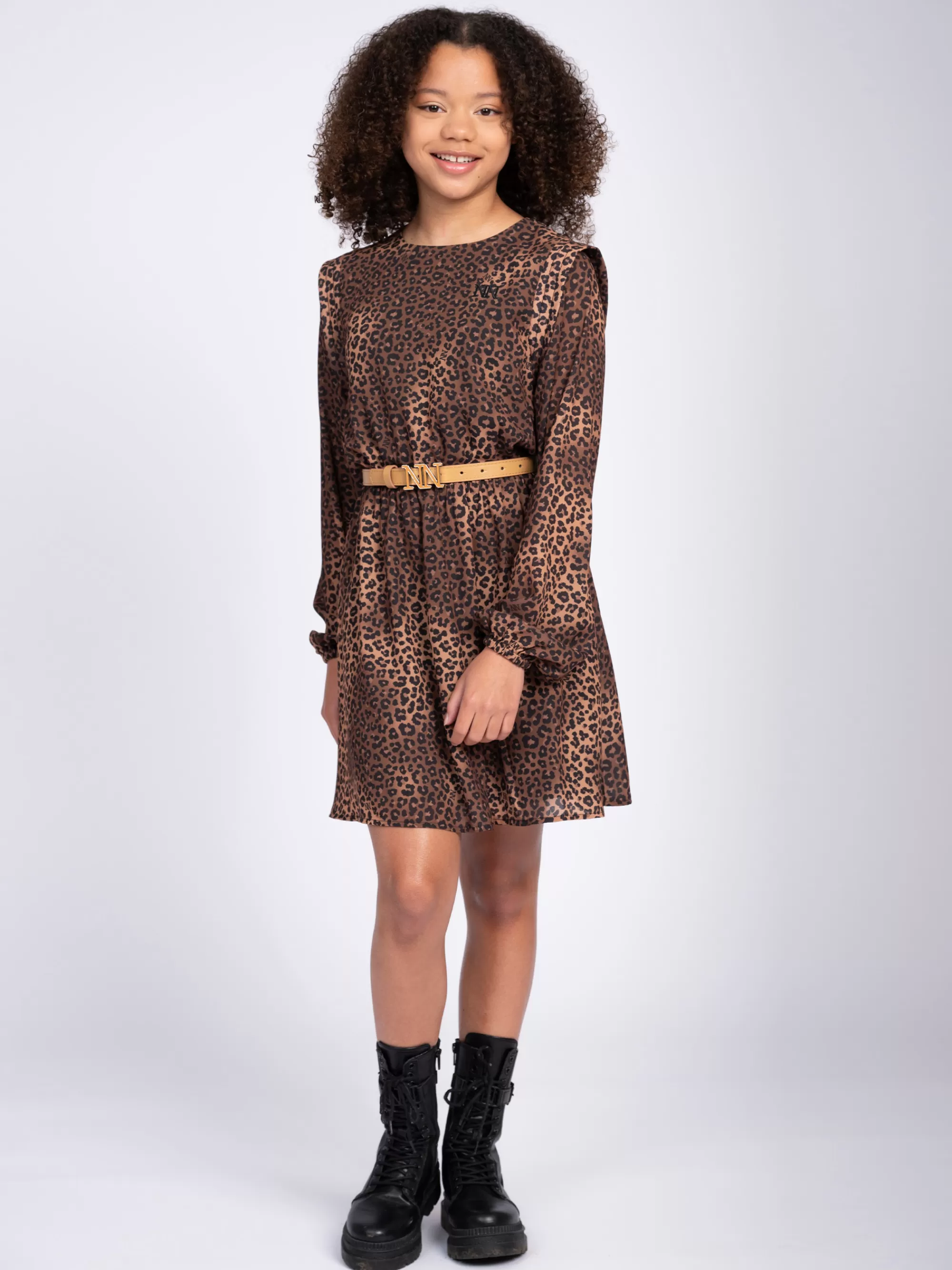 FIFTH HOUSE Dresses-A-line dress with leopard print and balloon sleeves