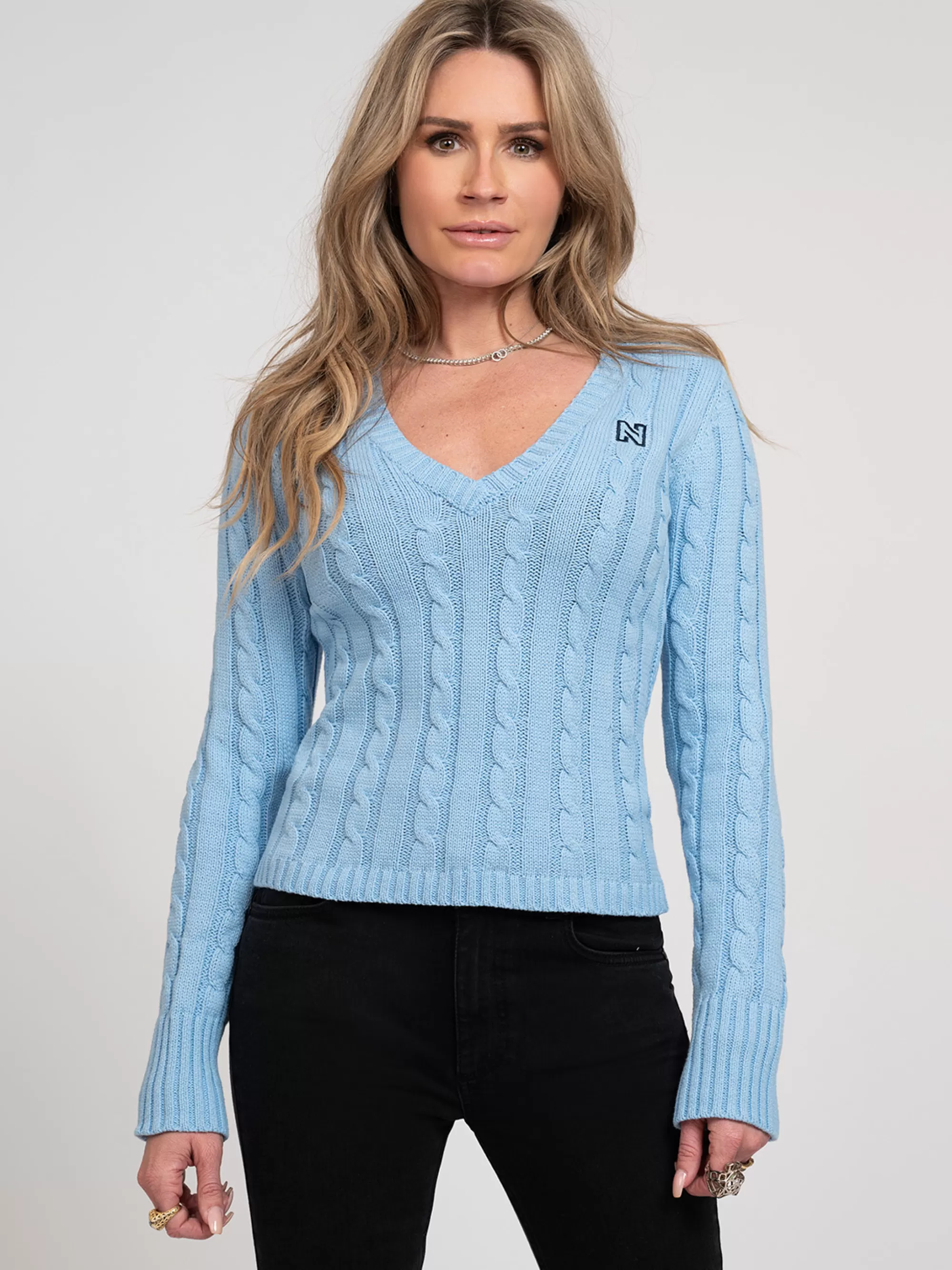 Women FIFTH HOUSE Sweaters & Cardigans-Cable knit sweater with N-logo