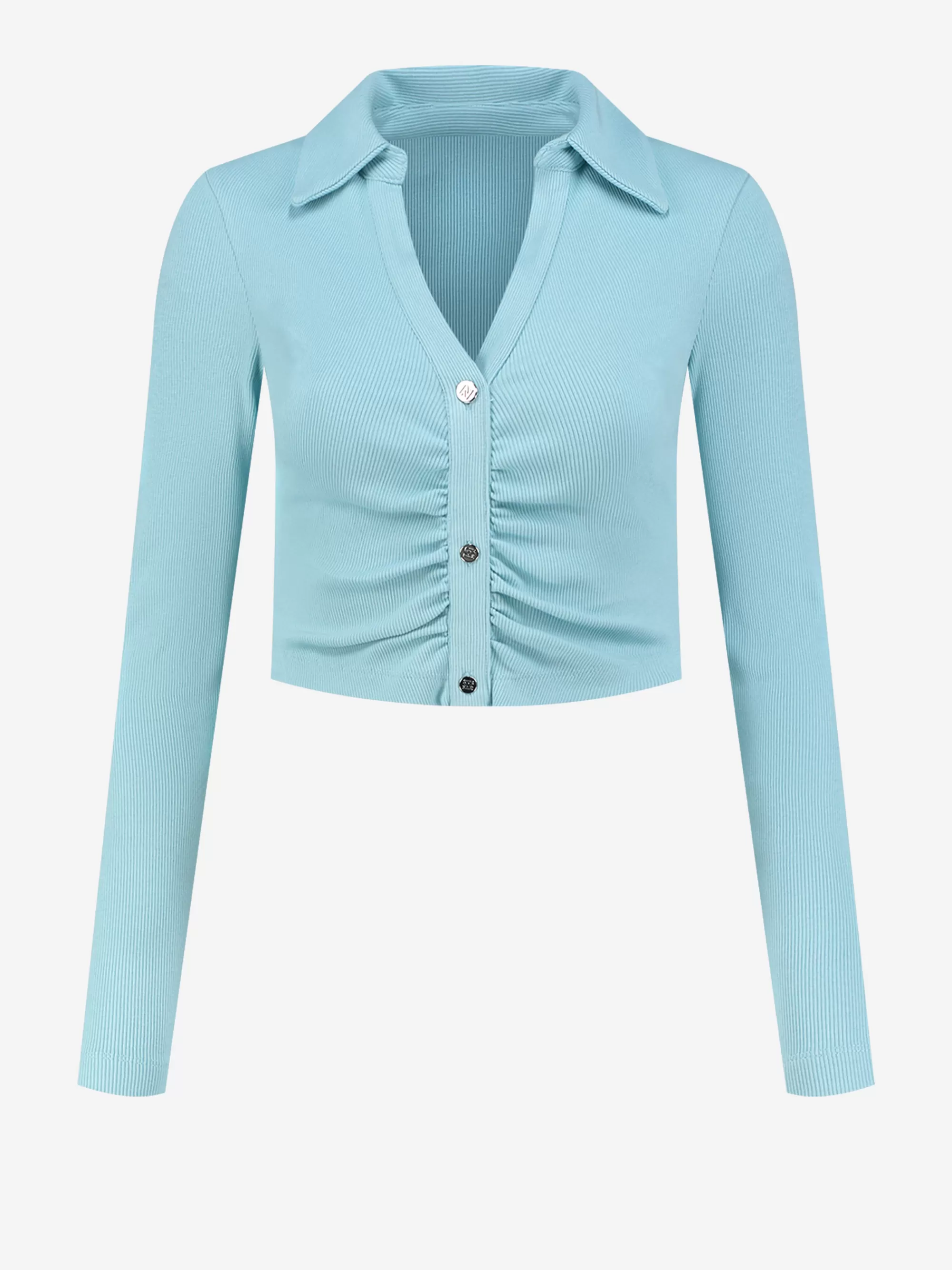 Women FIFTH HOUSE Tops-Cropped rib top with buttons