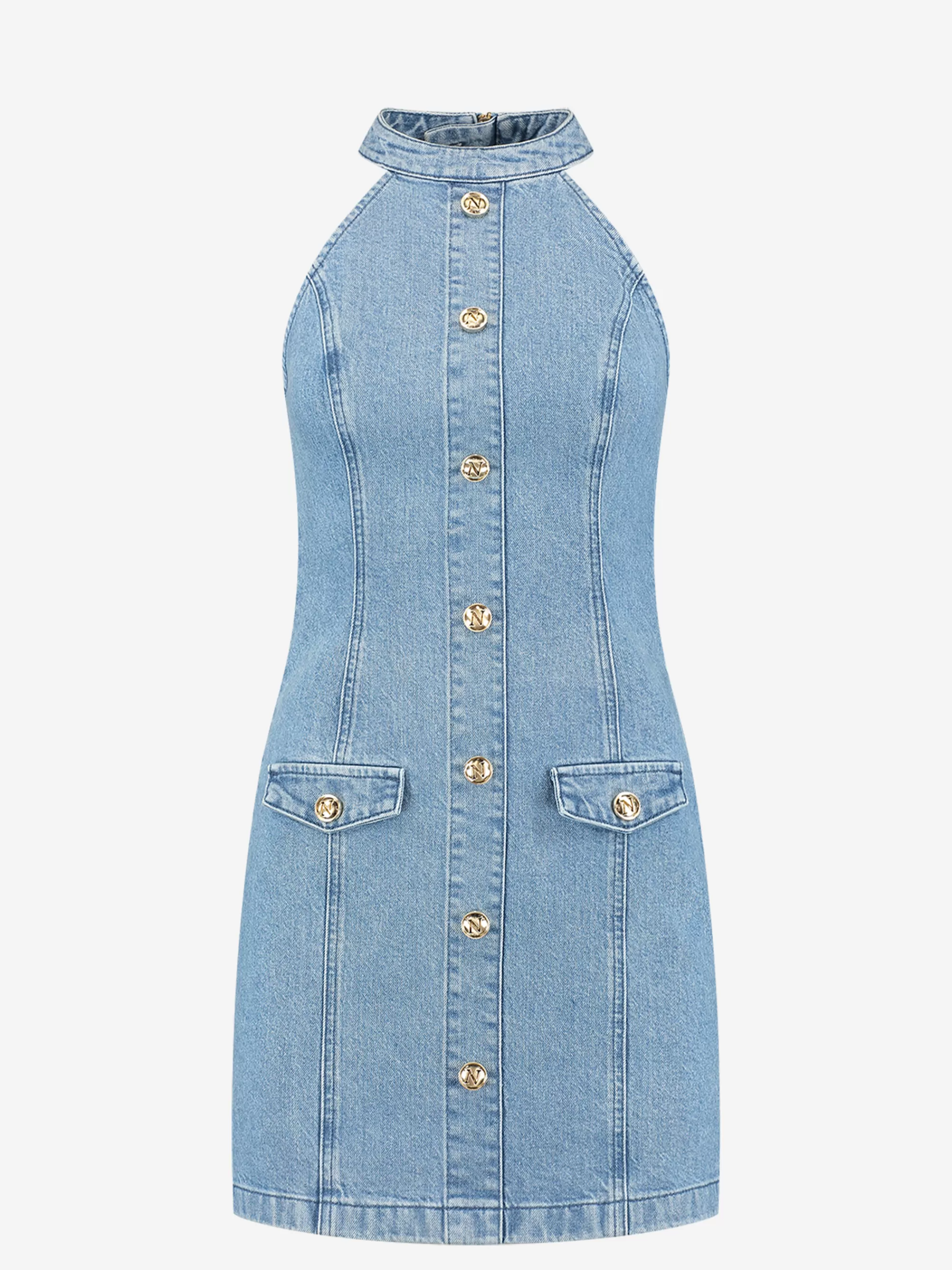 Women FIFTH HOUSE Dresses-Denim dress with turtleneck