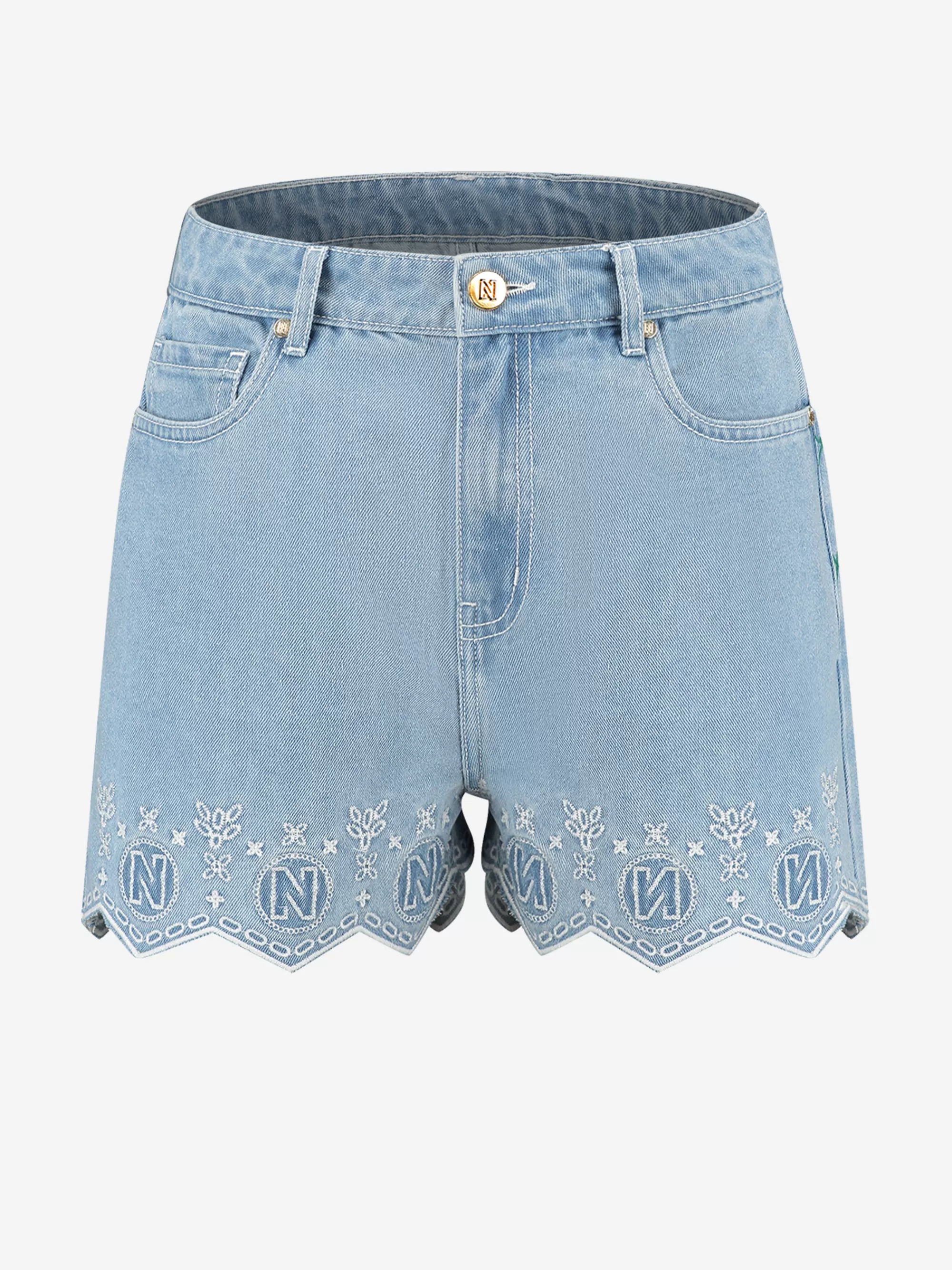 Women FIFTH HOUSE Shorts-Denim shorts with embroidery