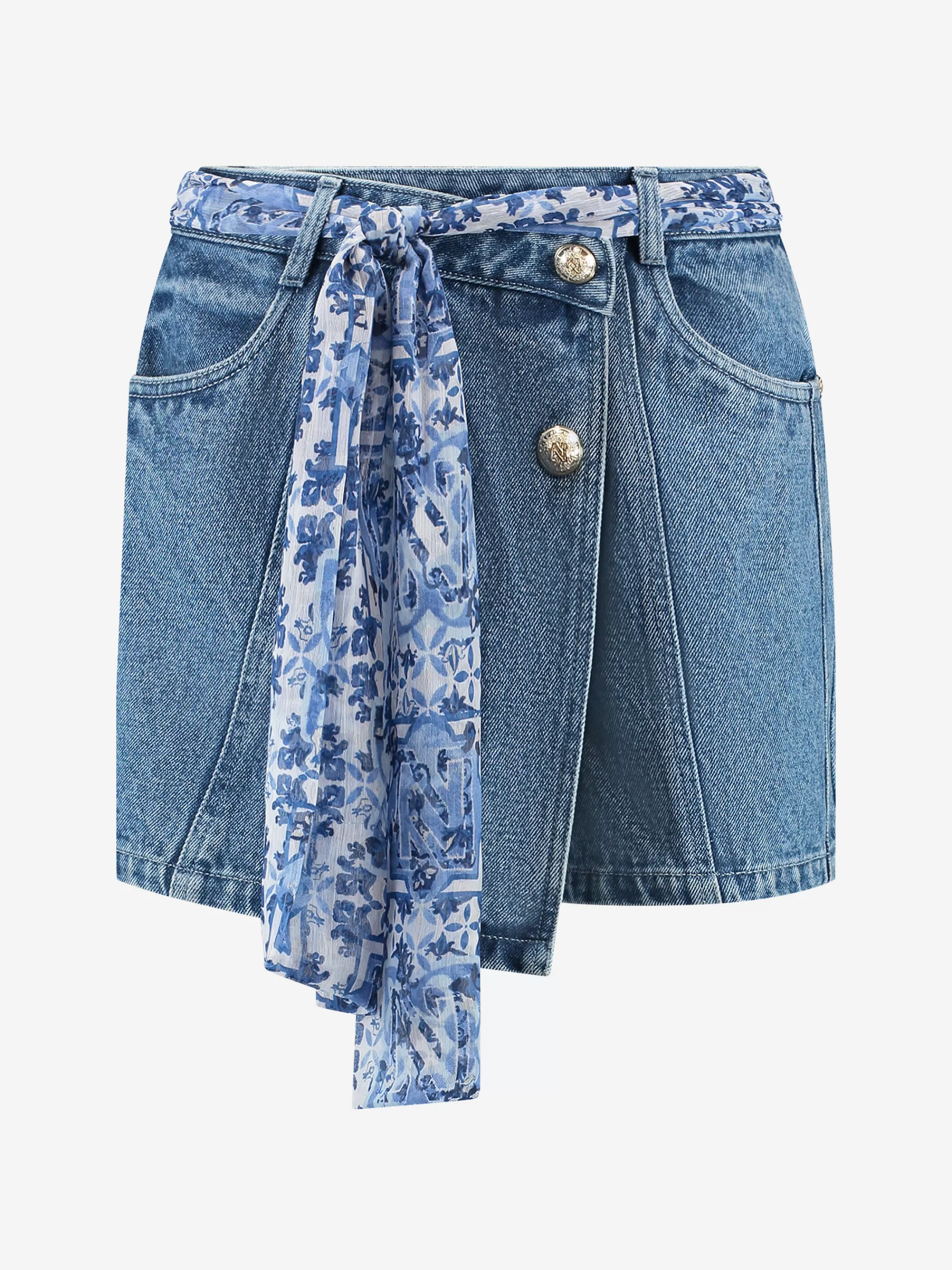 Women FIFTH HOUSE Shorts | Skirts-Denim skort with crossed waistband