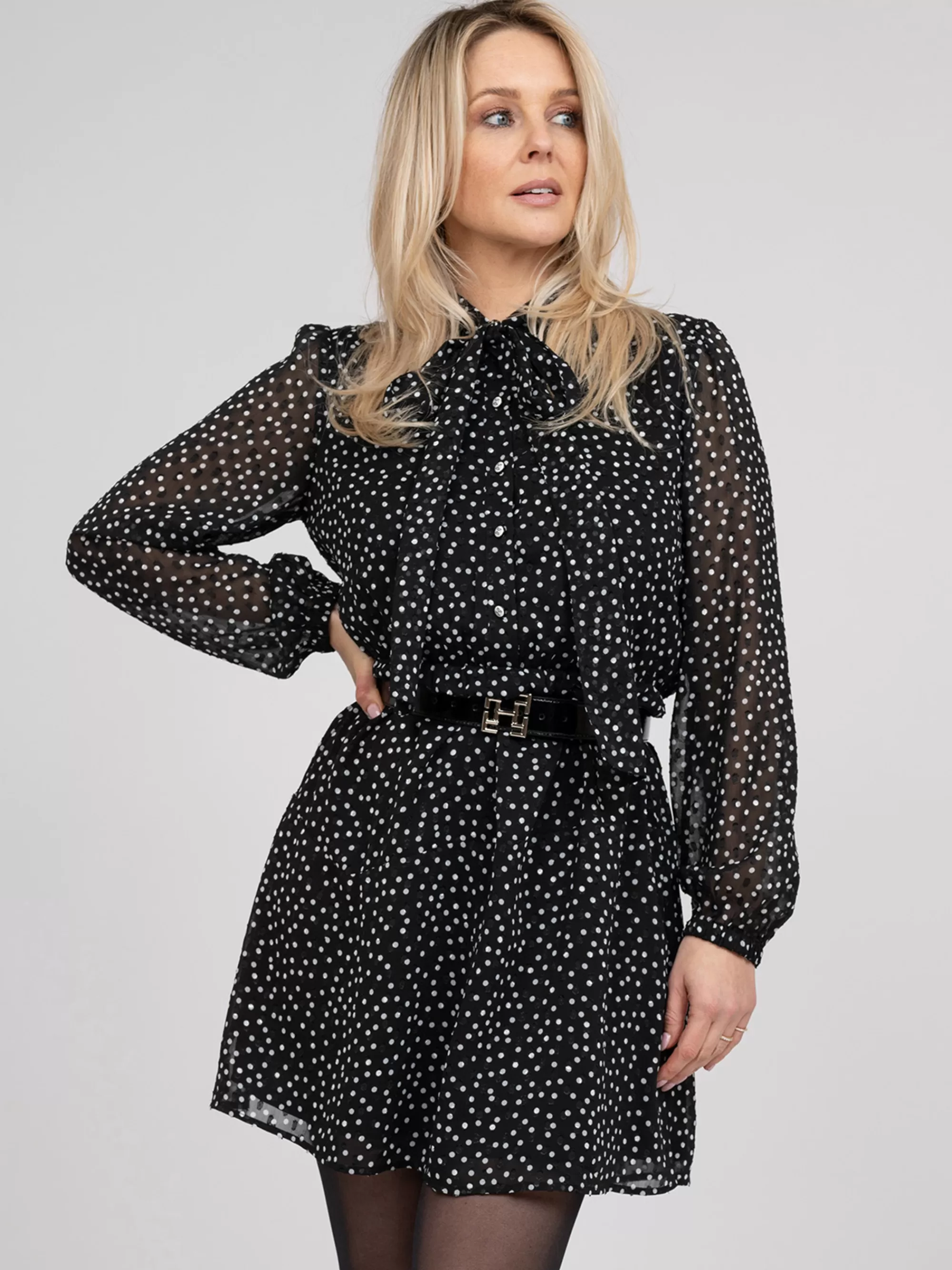 Women FIFTH HOUSE Dresses-Dotted dress with bow detail