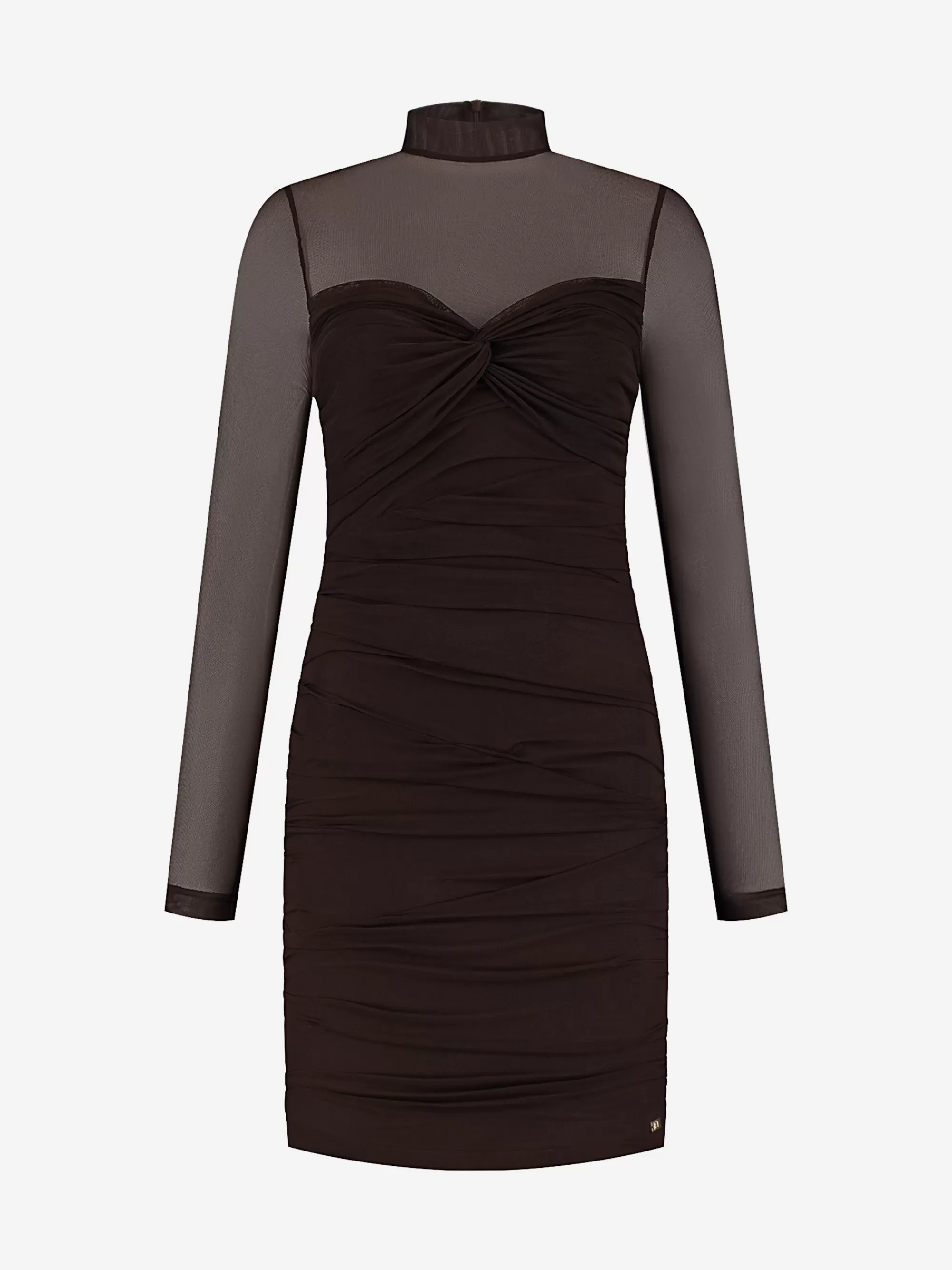 Women FIFTH HOUSE Dresses-Draped dress with mesh and a turtleneck