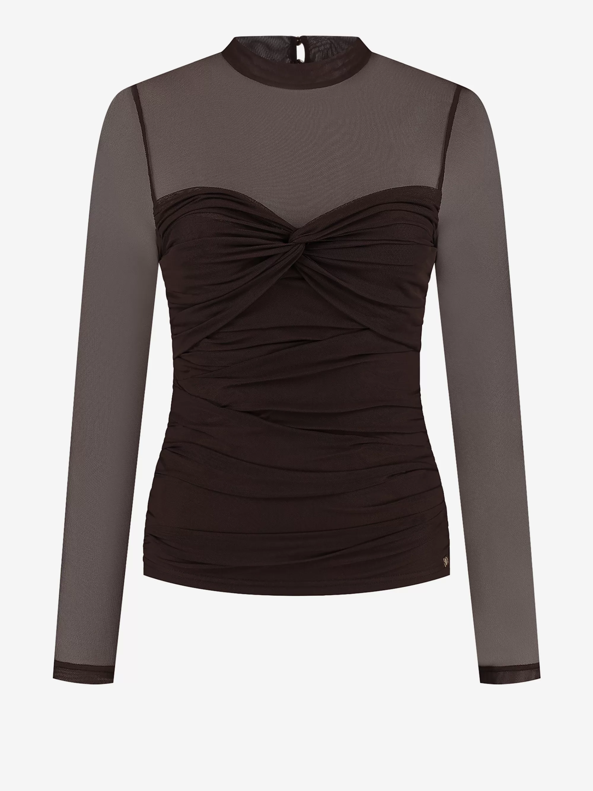 Women FIFTH HOUSE Tops-Draped top with mesh and a turtleneck