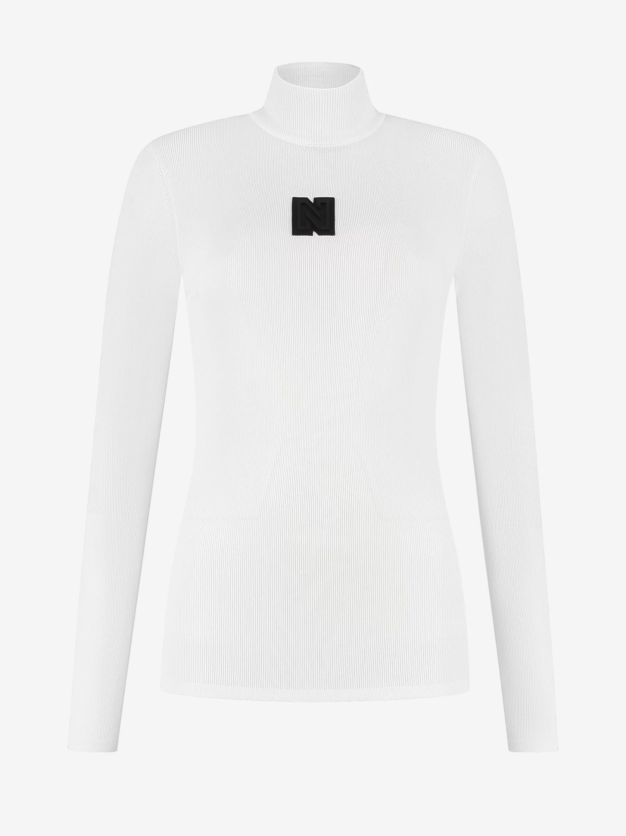 Women FIFTH HOUSE Skiwear | Tops-Fitted top with logo patch and turtleneck