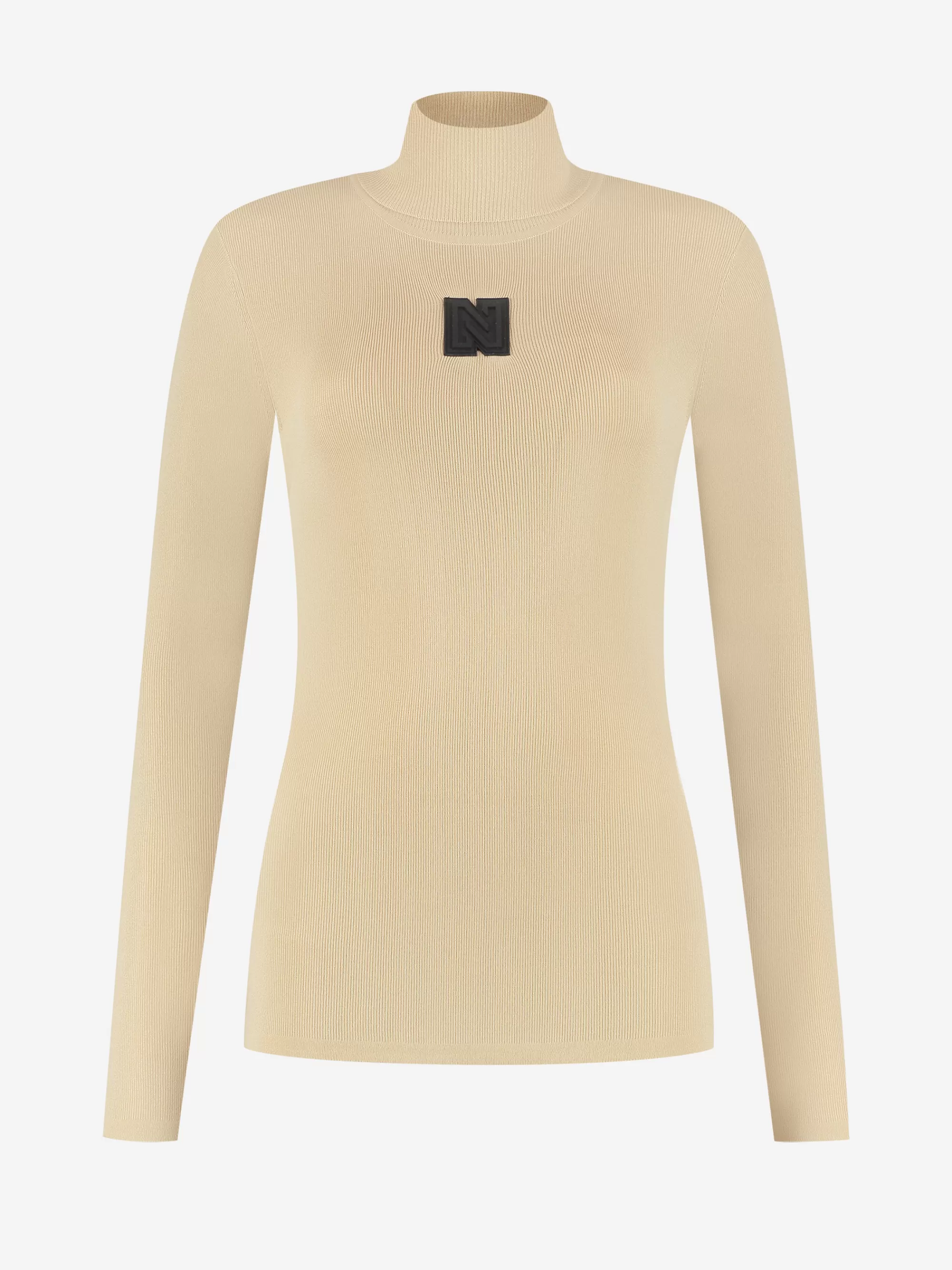 Women FIFTH HOUSE Skiwear | Tops-Fitted top with logo patch and turtleneck