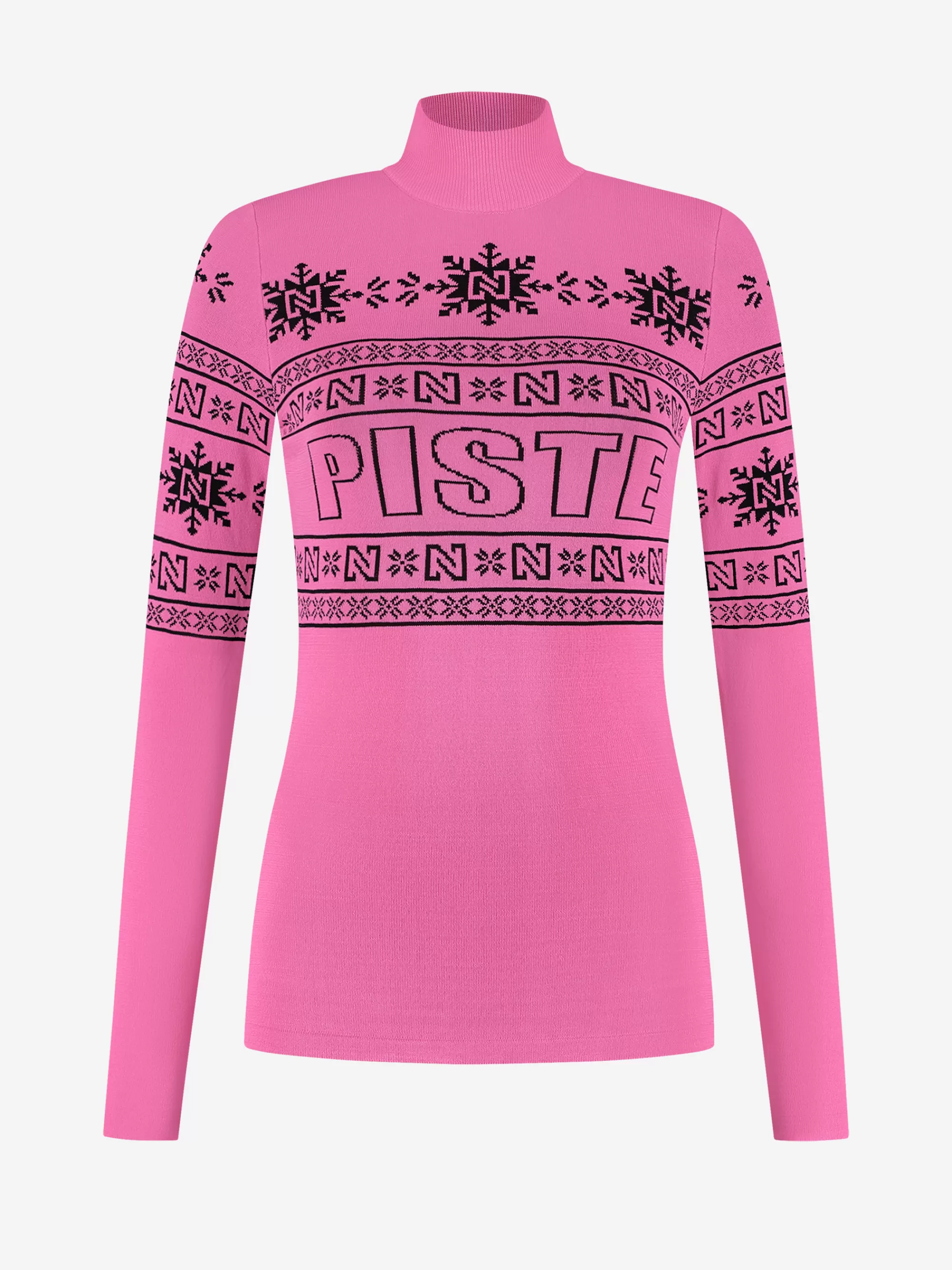 Women FIFTH HOUSE Skiwear | Tops-Fitted top with logo pattern and turtleneck