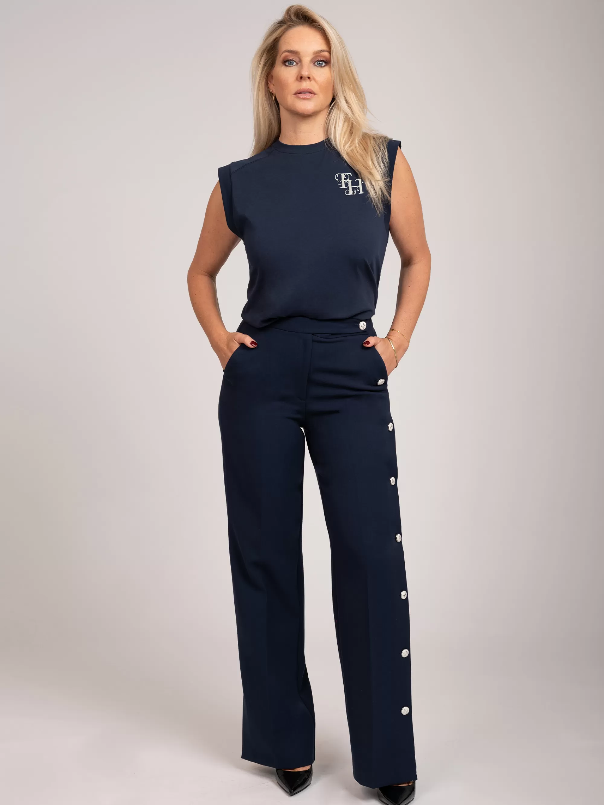 Women FIFTH HOUSE Sets & Co-ords | Pants & Jeans-High rise pants with buttons