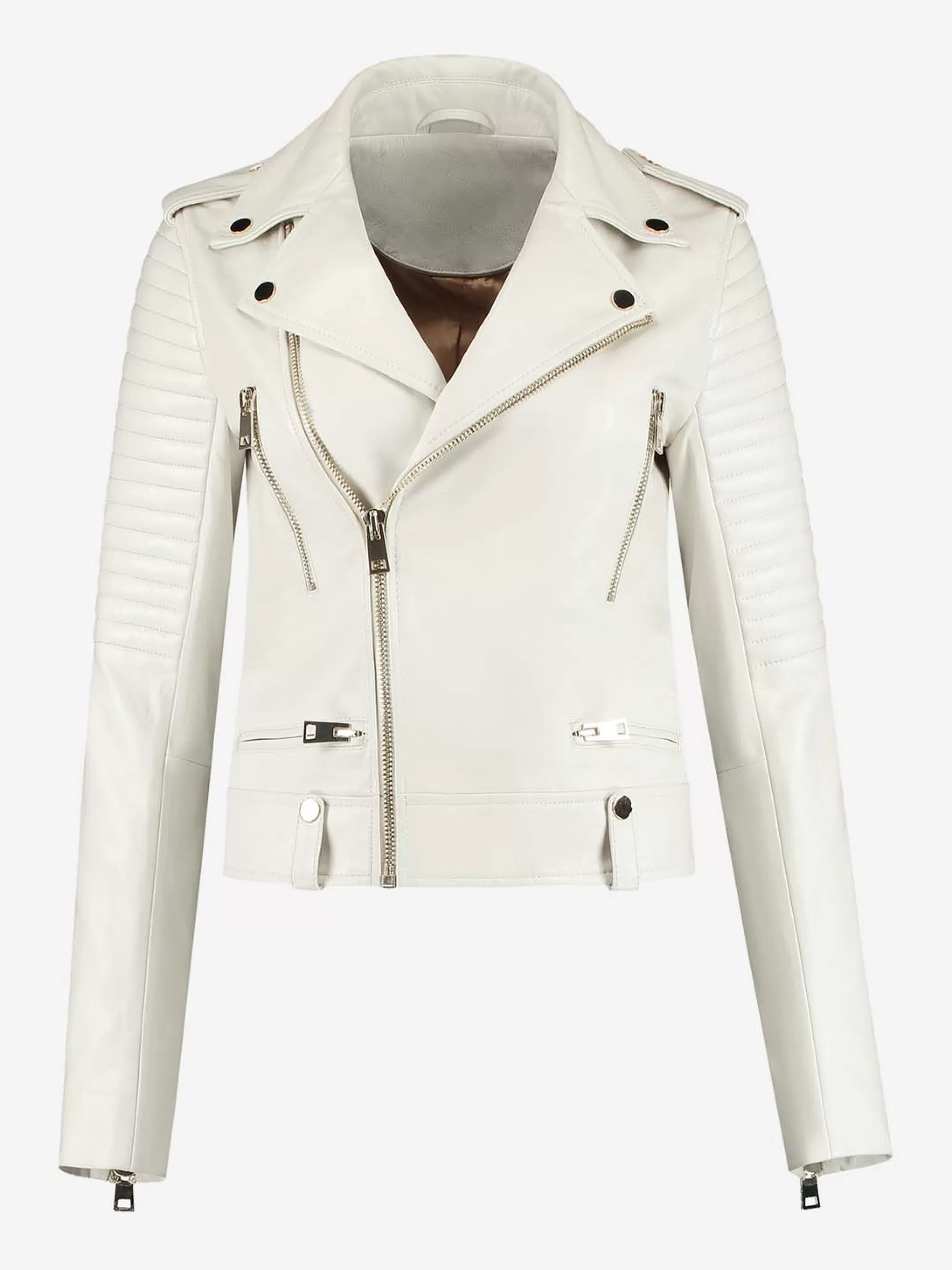 Women FIFTH HOUSE Coats & Jackets-LEATHER JACKET WITH ZIPPERS