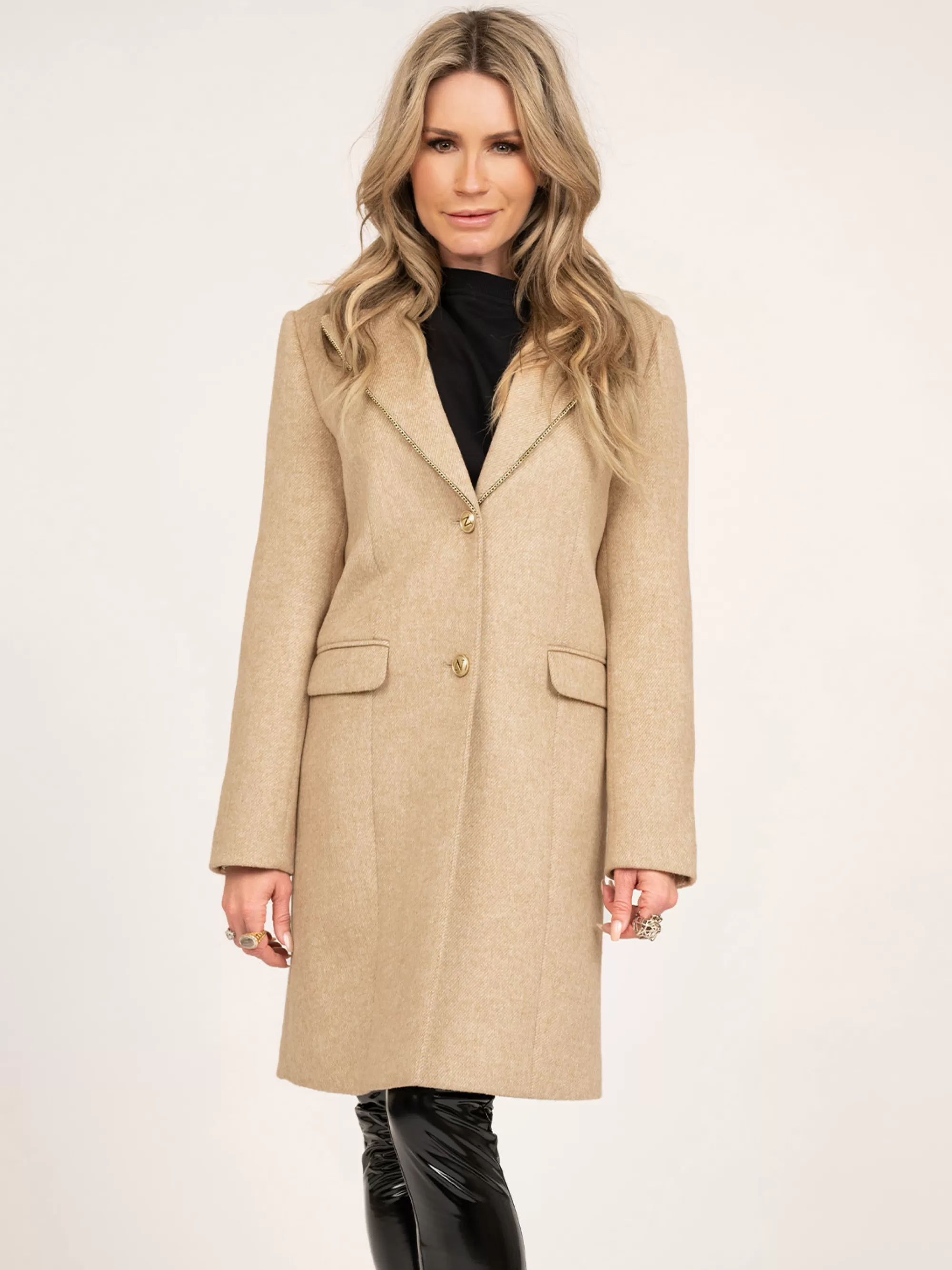 Women FIFTH HOUSE Coats & Jackets-Long coat with N-logo buttons