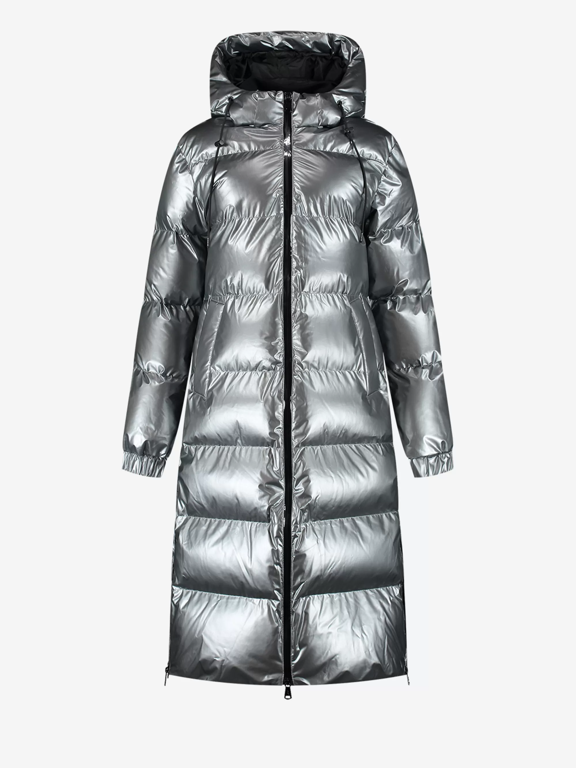 Women FIFTH HOUSE Coats & Jackets-Long puffer jacket with metallic look