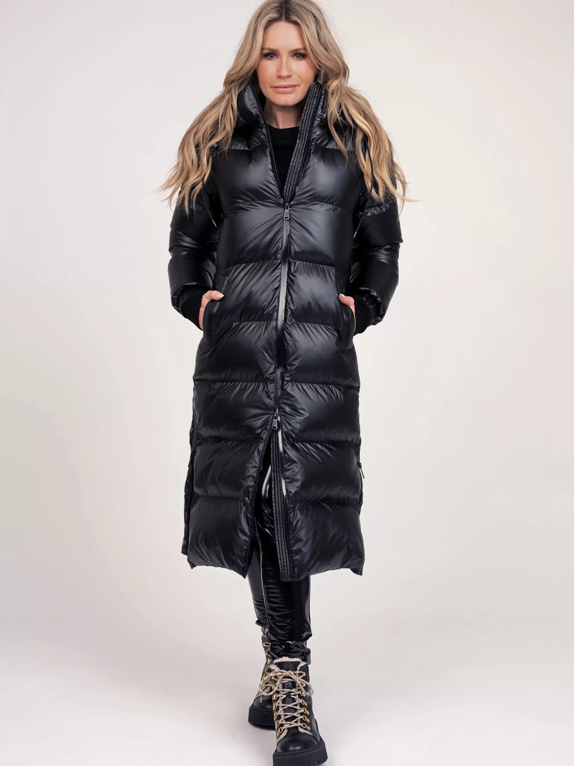 Women FIFTH HOUSE Coats & Jackets-Long puffer jacket with metallic look