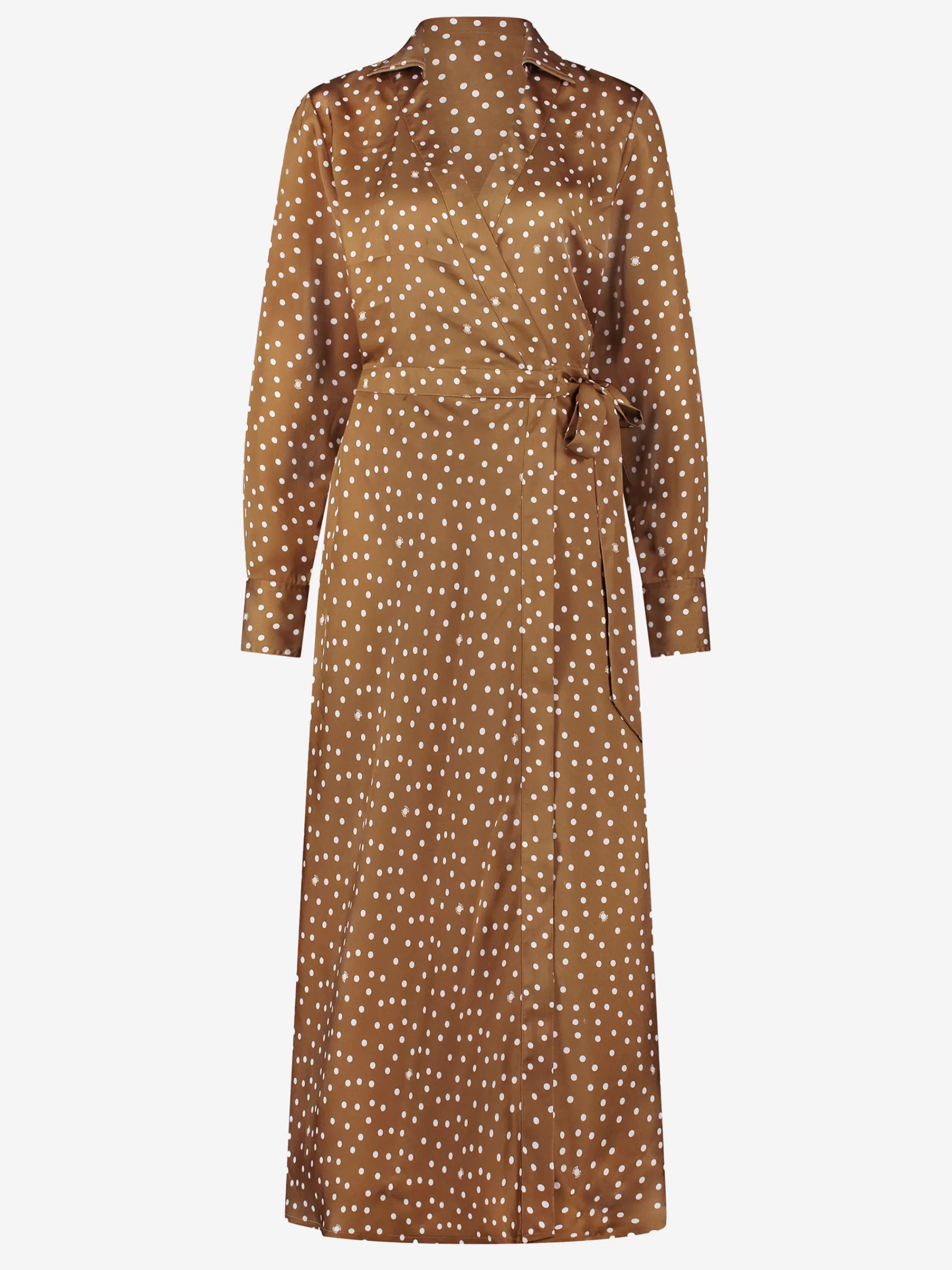 Women FIFTH HOUSE Dresses-Long wrap dress with dotted pattern