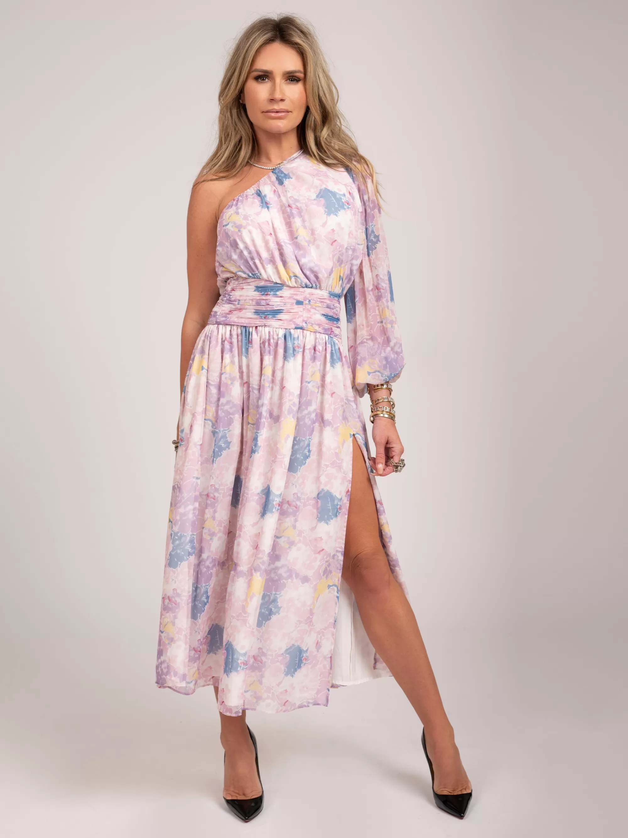 Women FIFTH HOUSE Dresses-Maxi dress with split with flower pattern