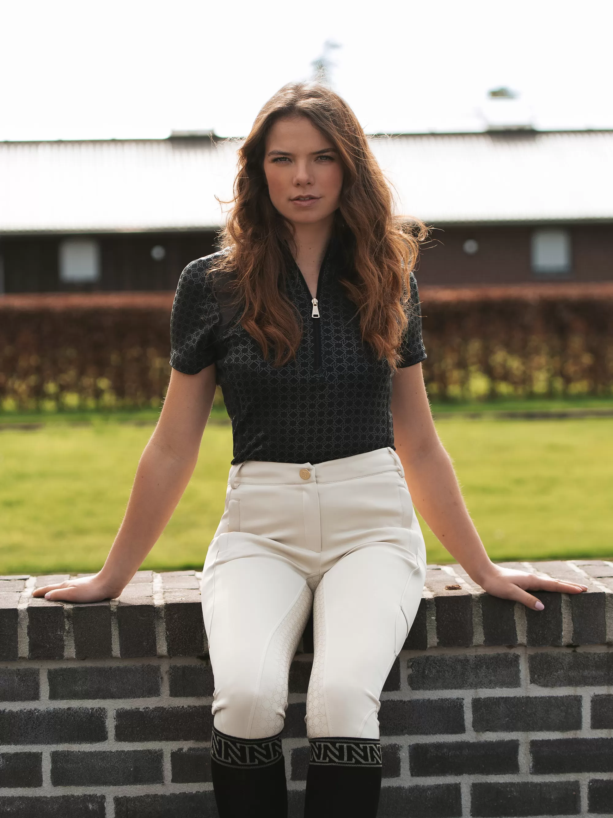 Women FIFTH HOUSE Equestrian | Tops-Mesh top with N pattern