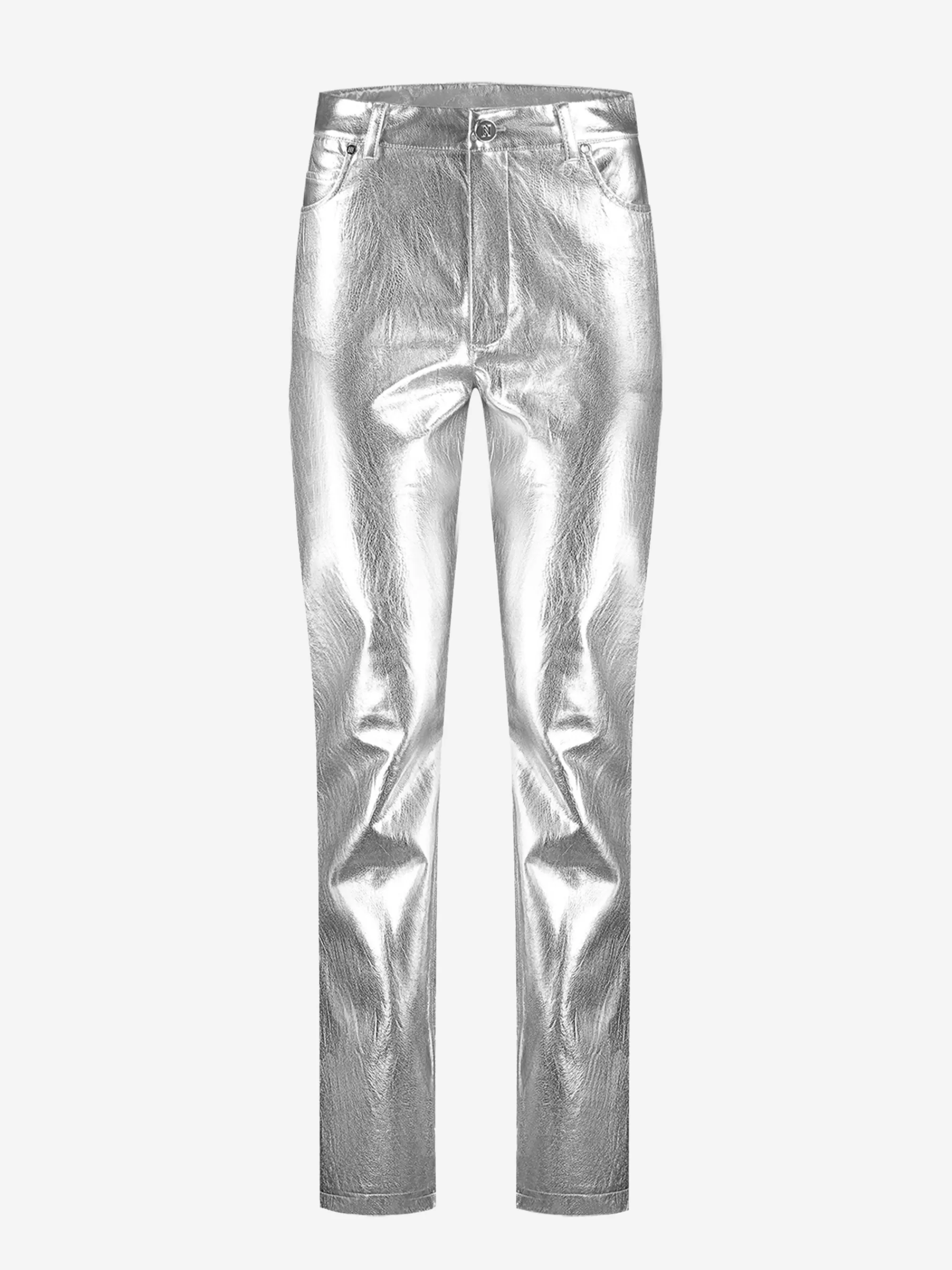 Women FIFTH HOUSE Pants & Jeans-Metallic pants with straight fit