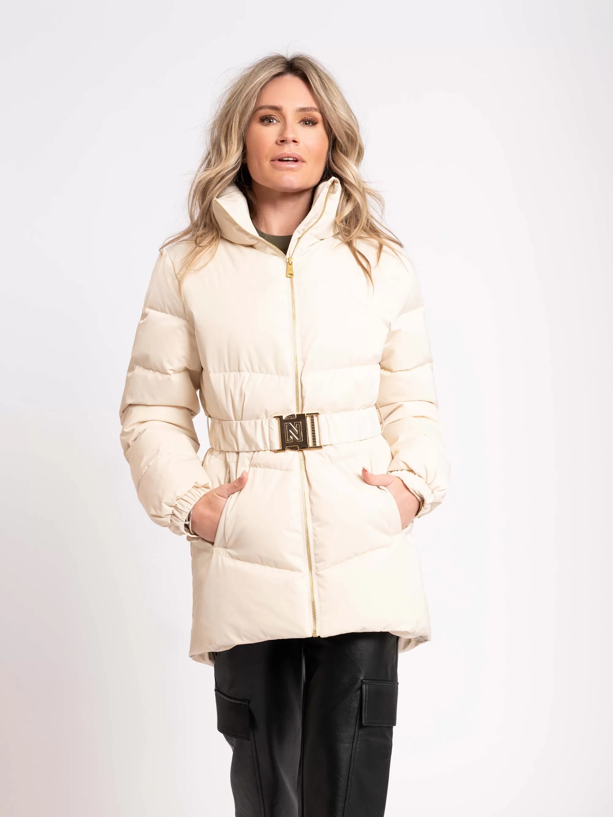 Women FIFTH HOUSE Coats & Jackets-Puffer coat with belt