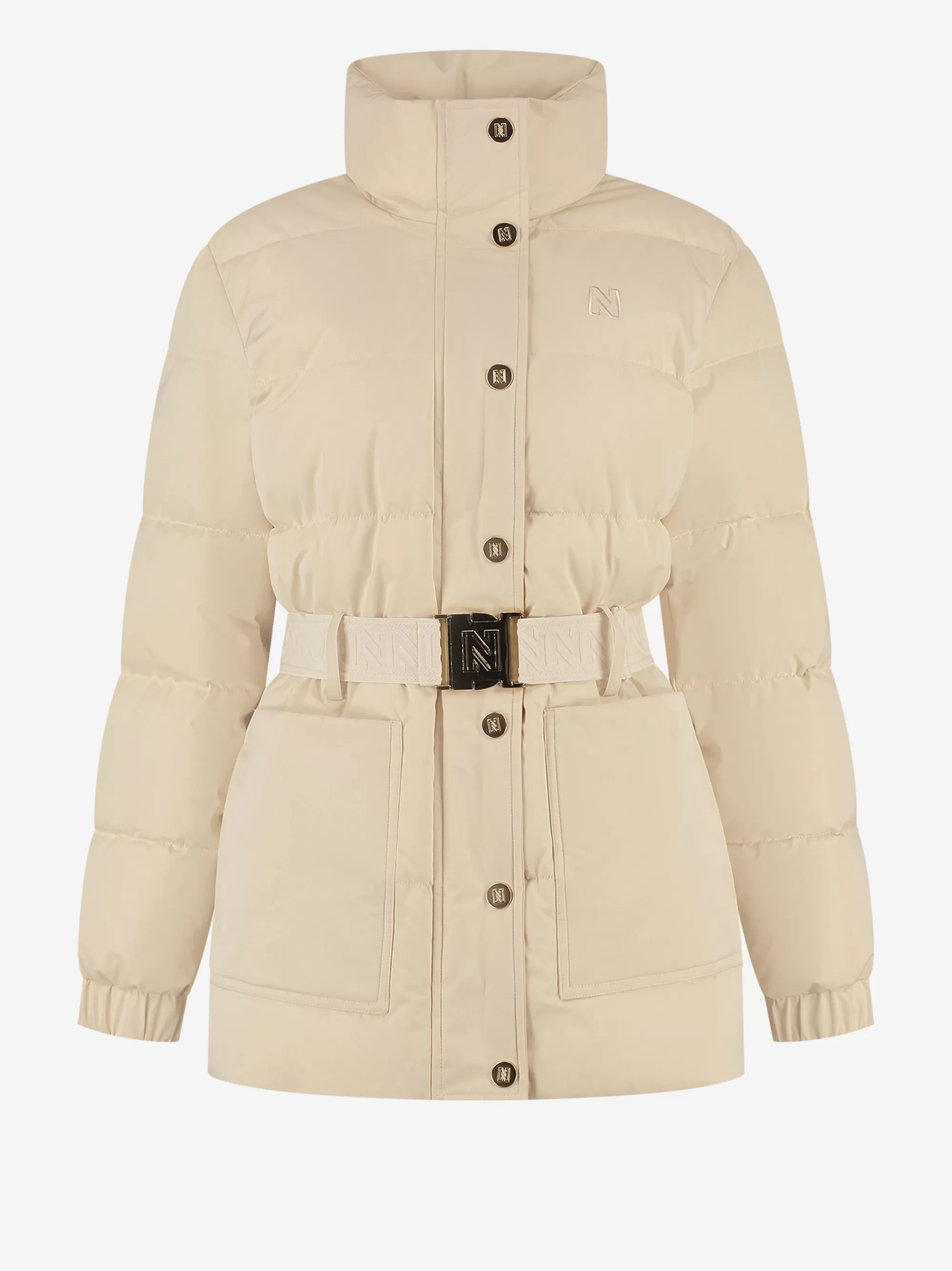 Women FIFTH HOUSE Coats & Jackets-Puffer jacket with high neck and a belt