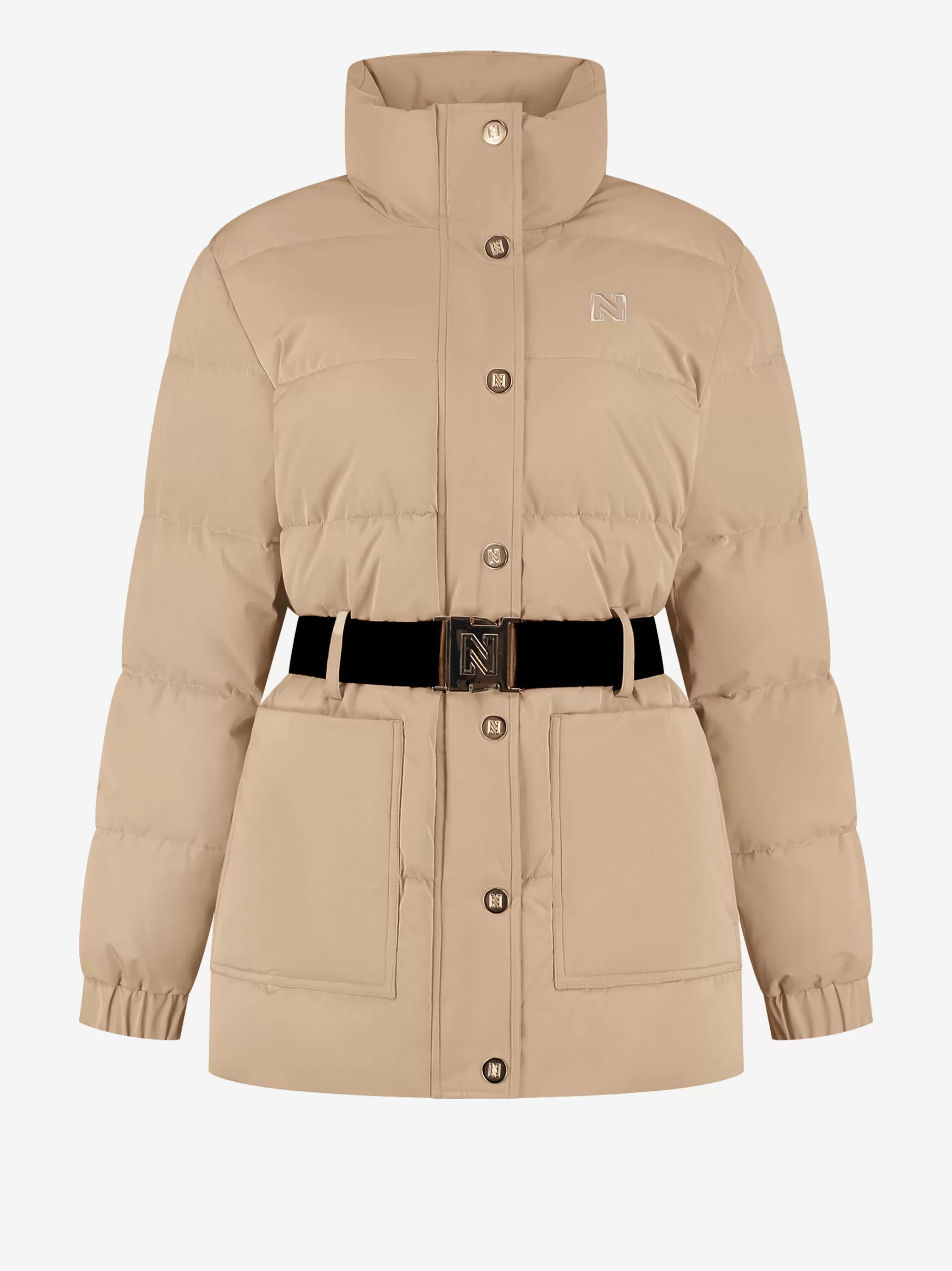 Women FIFTH HOUSE Coats & Jackets-Puffer jacket with high neck and a belt