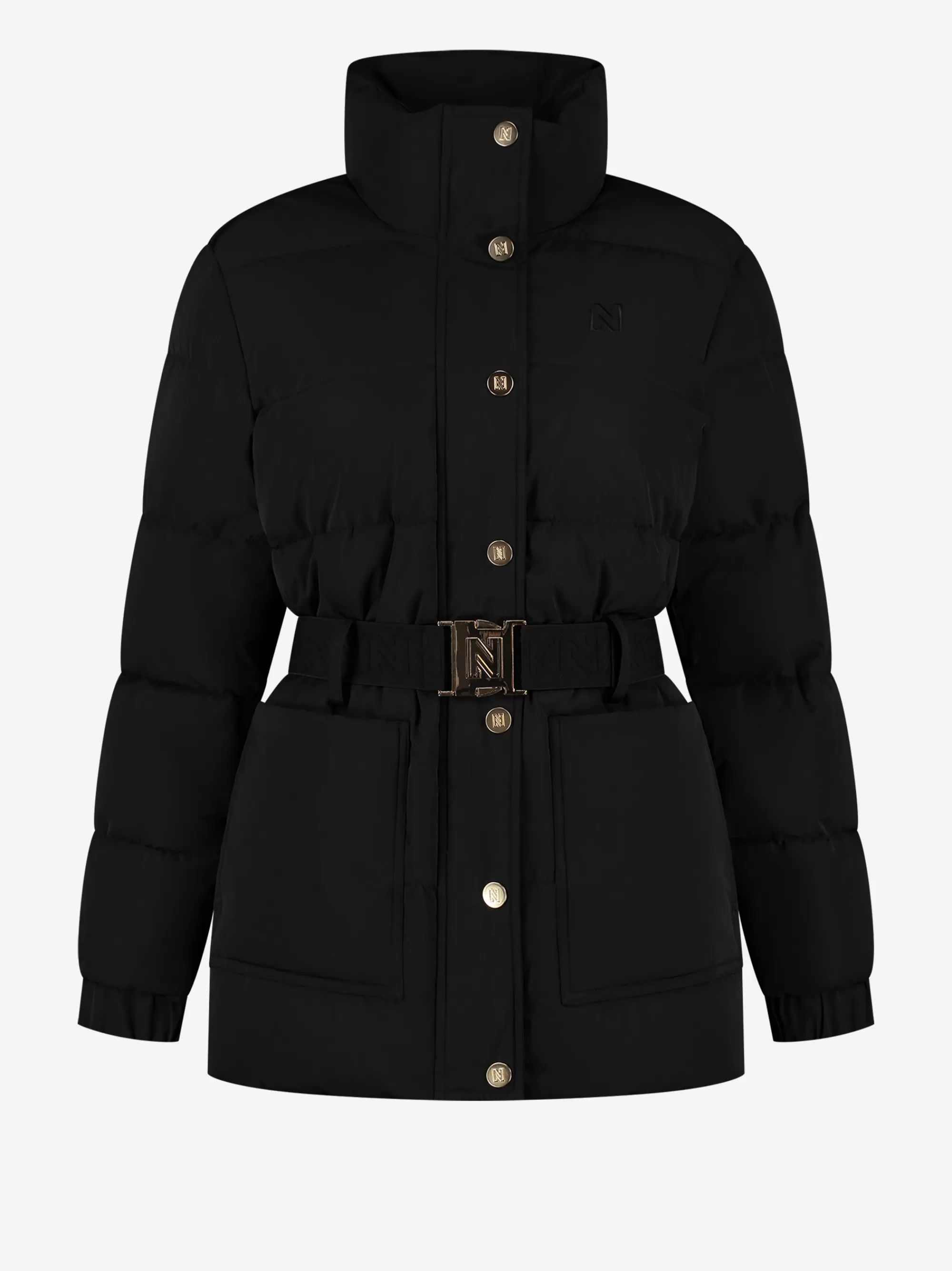 Women FIFTH HOUSE Coats & Jackets-Puffer jacket with high neck and a belt