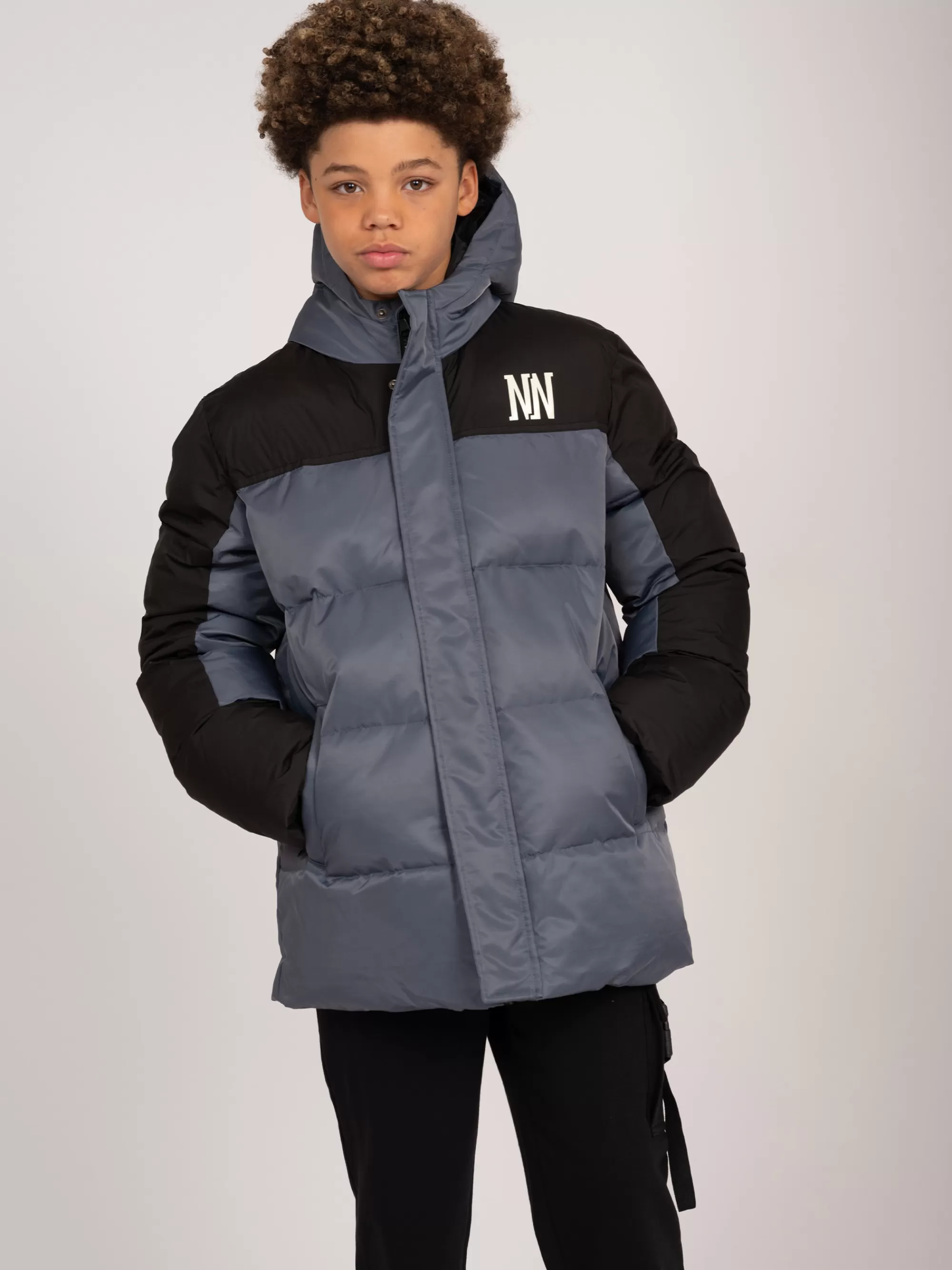 BOY FIFTH HOUSE Coats & Jackets-Puffer jacket with hood and logo