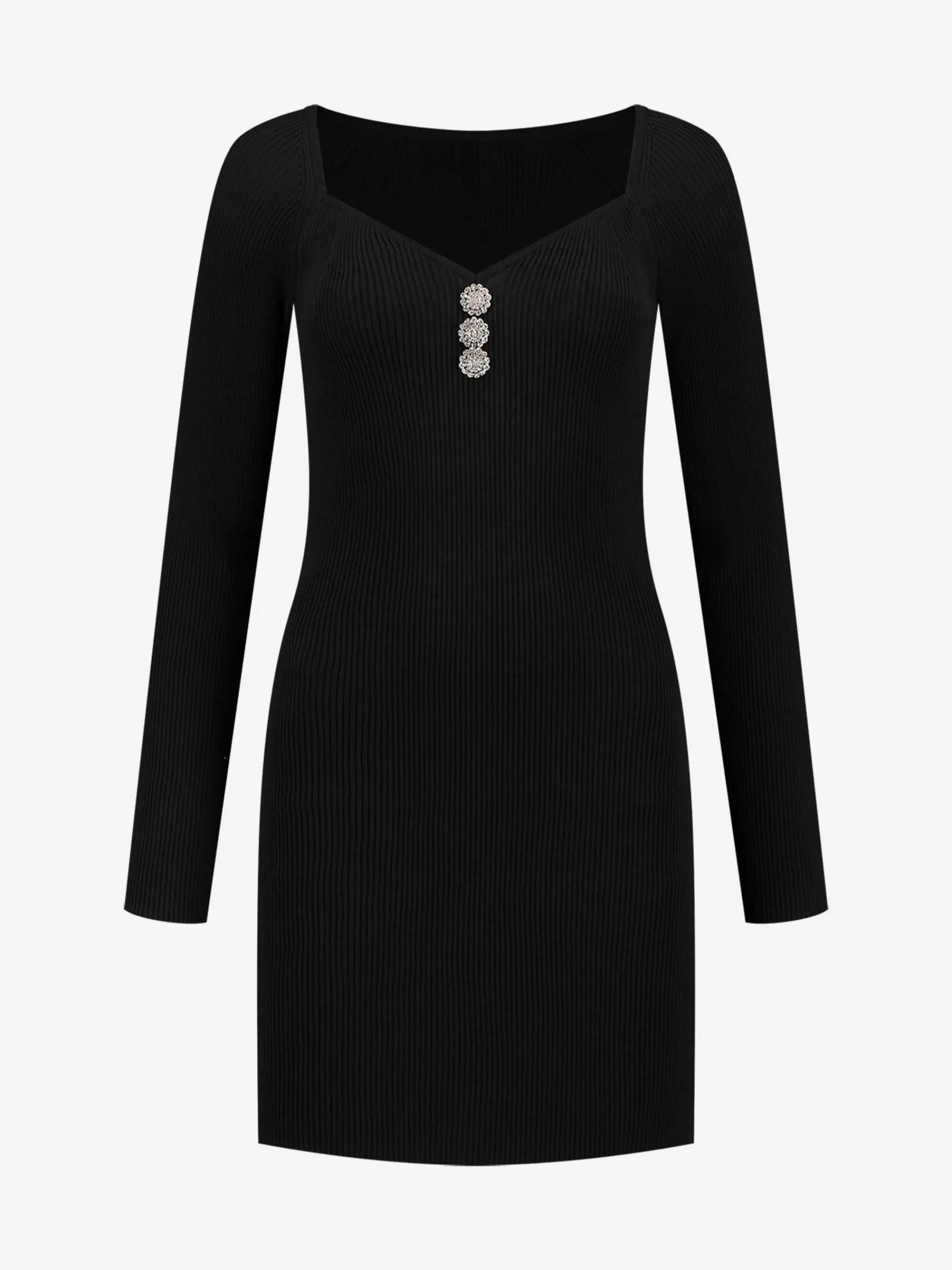 Women FIFTH HOUSE Dresses-Ribbed dress with decorative buttons