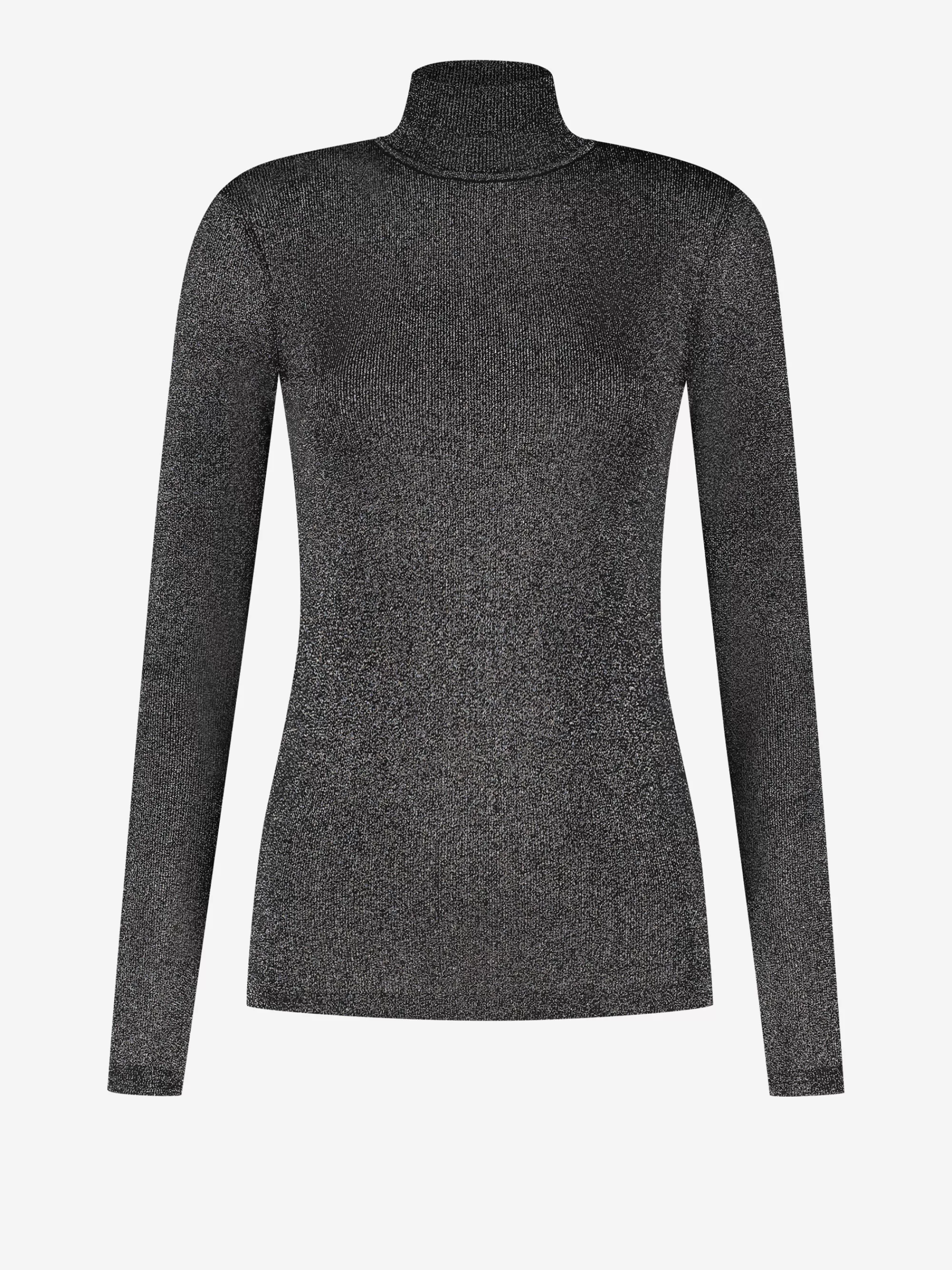 Women FIFTH HOUSE Tops-Ribbed glitter top with turtleneck