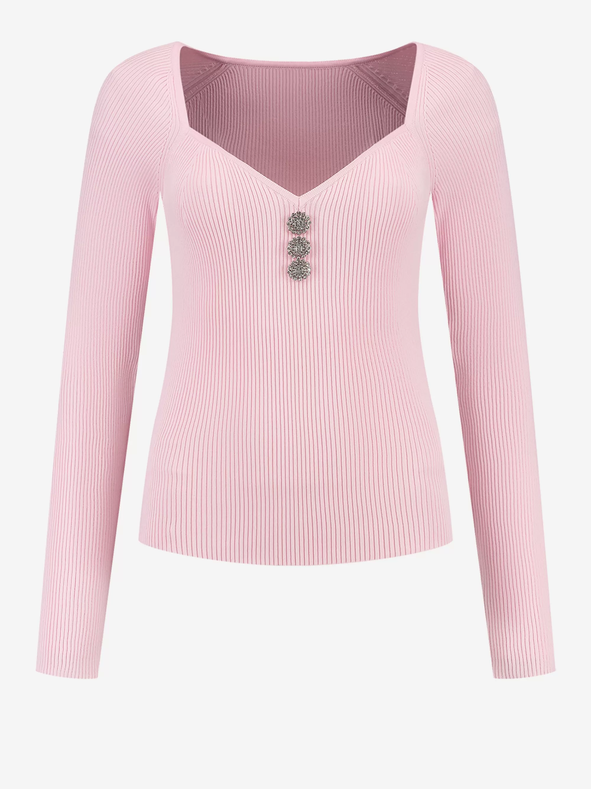 Women FIFTH HOUSE Tops-Ribbed top with decorative buttons