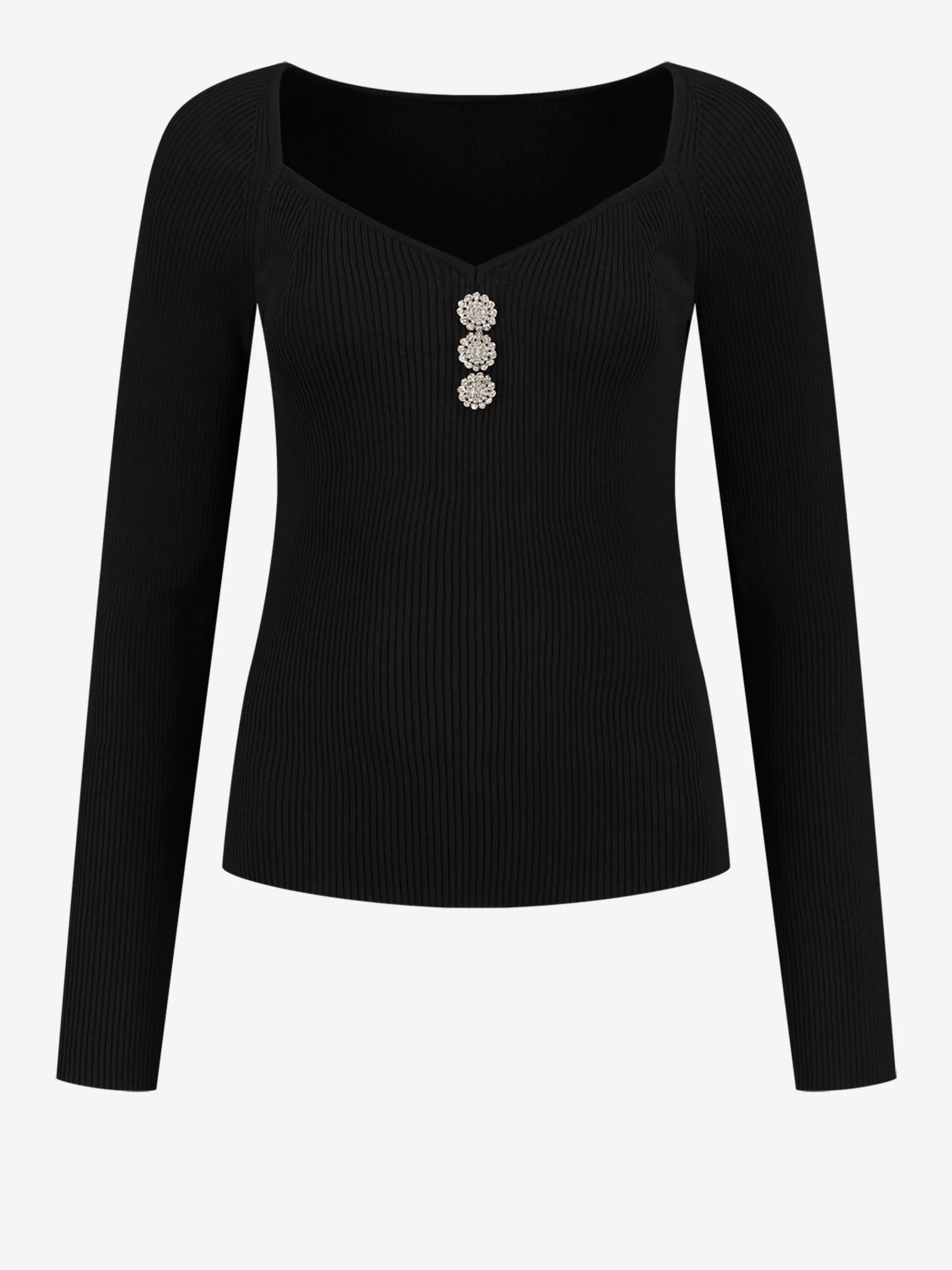 Women FIFTH HOUSE Tops-Ribbed top with decorative buttons