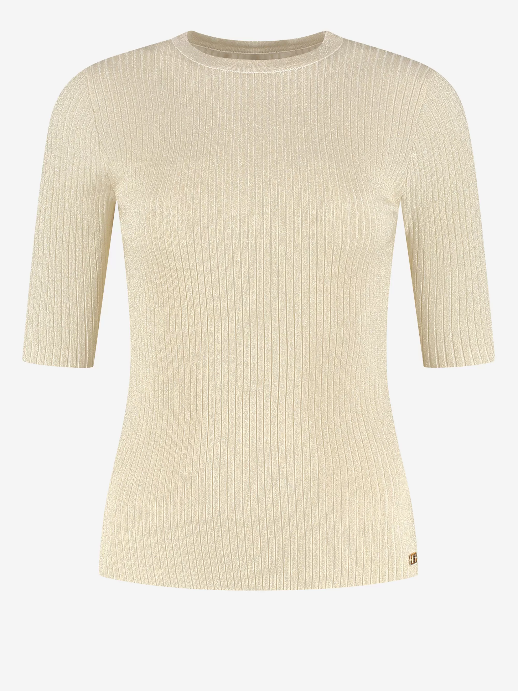 Women FIFTH HOUSE Tops-Ribbed top with half long sleeves