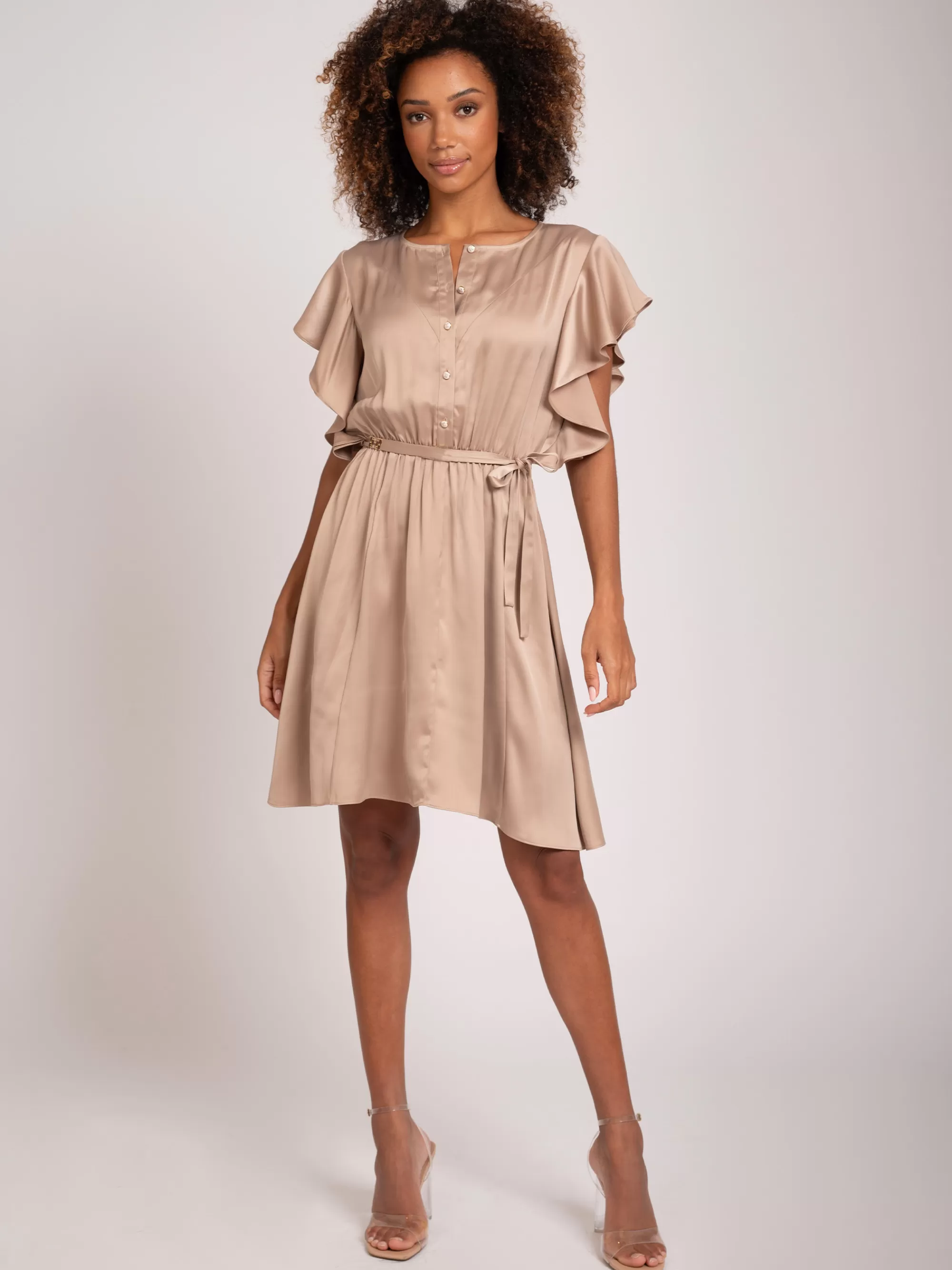 Women FIFTH HOUSE Dresses-Satin look dress with butterfly sleeves