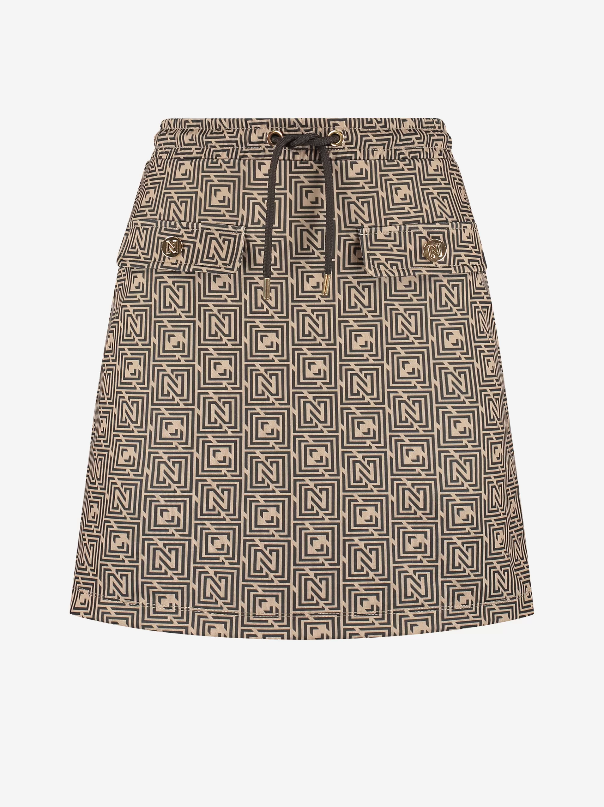 Women FIFTH HOUSE Skirts-Short skirt with logo pattern and drawstring