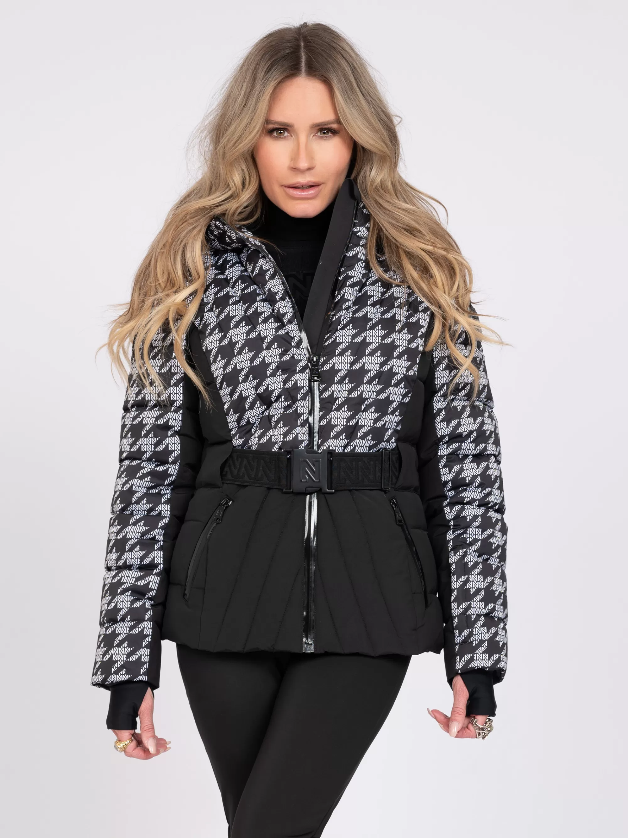 Women FIFTH HOUSE Skiwear | Coats & Jackets-Ski jacket with N-logo pattern and elastic belt