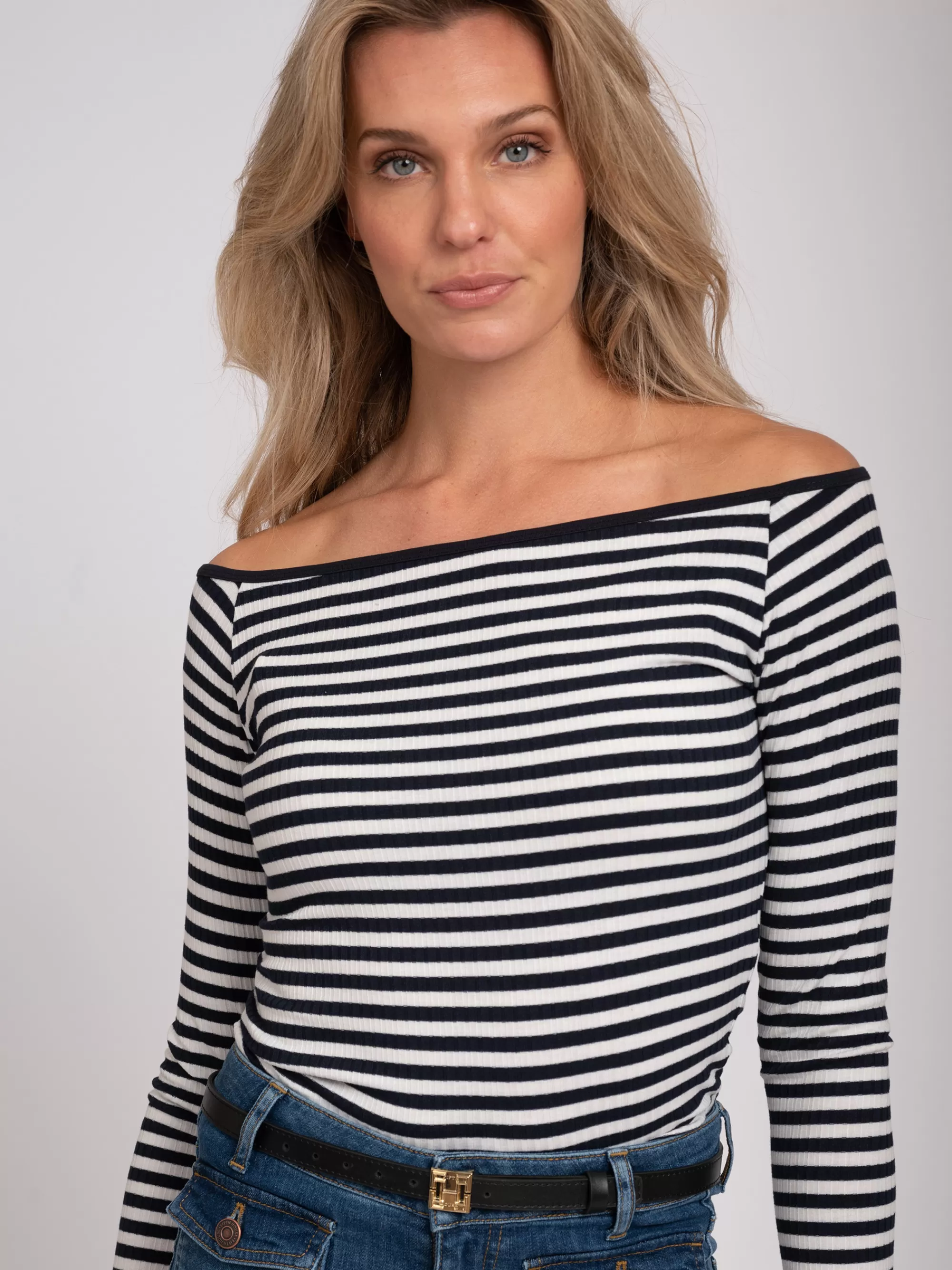 Women FIFTH HOUSE Tops-Stipped top boat neck