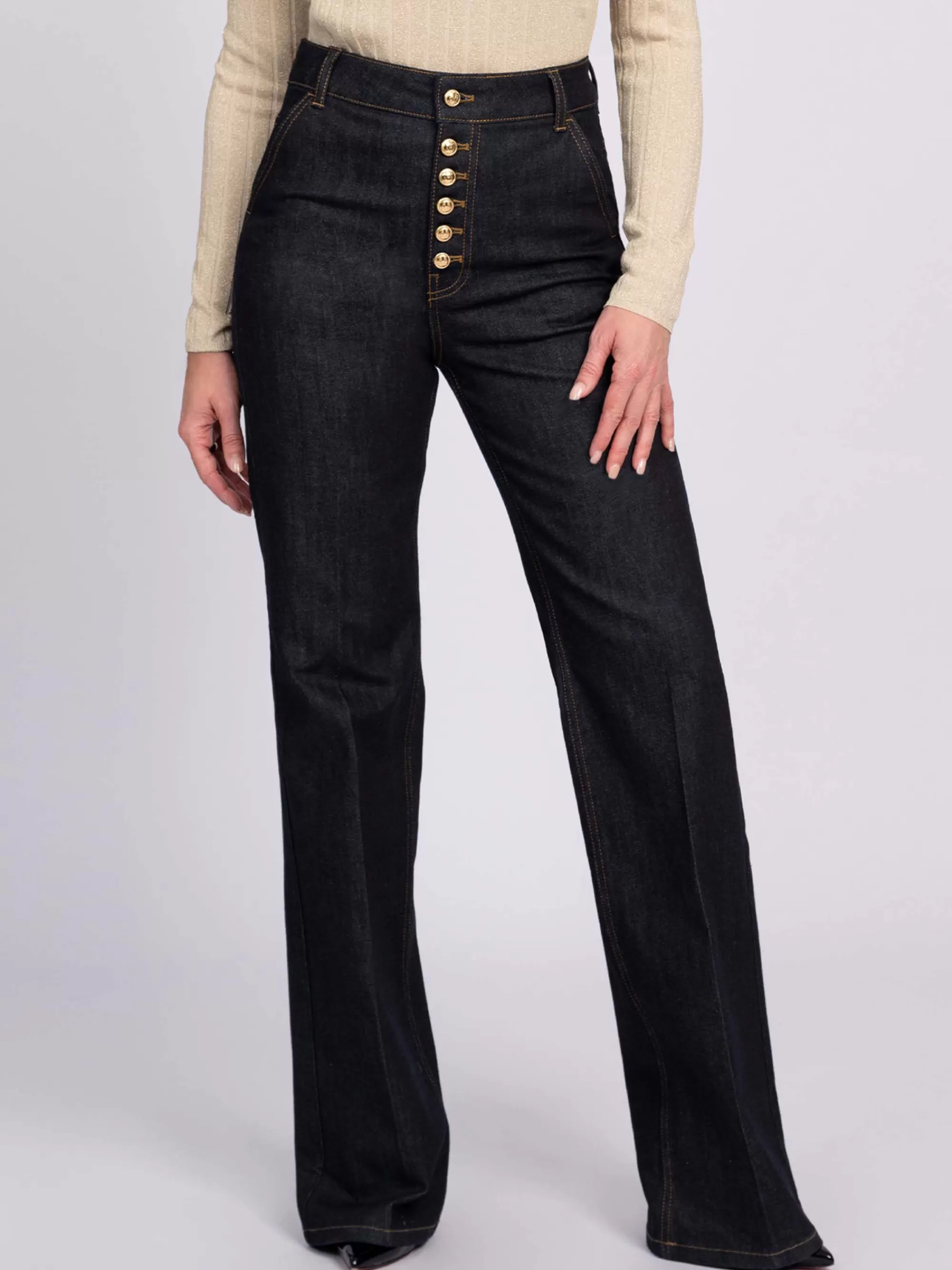 Women FIFTH HOUSE Pants & Jeans-Straight leg jeans with row of buttons