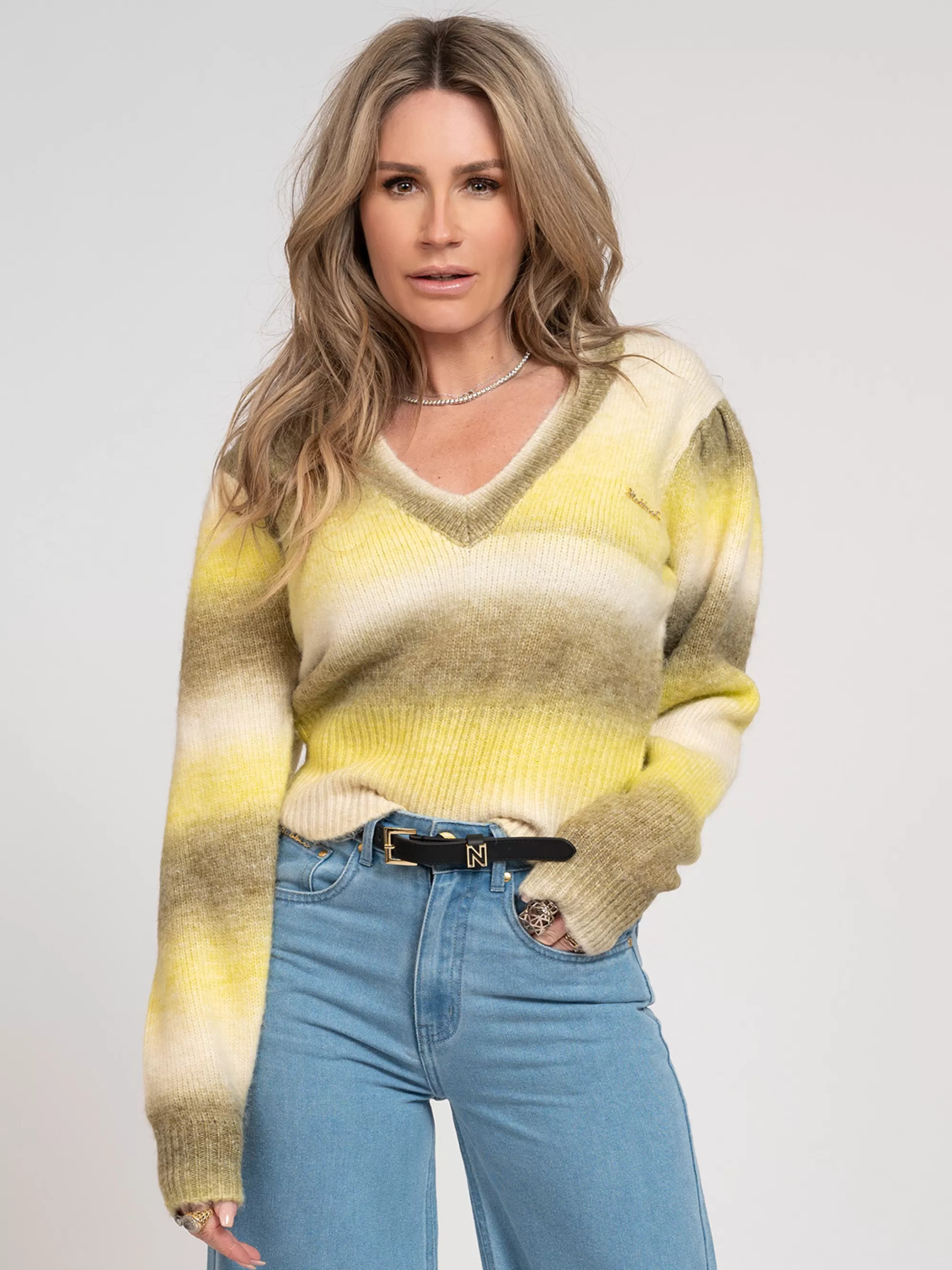 Women FIFTH HOUSE Sweaters & Cardigans-Striped sweater with logo