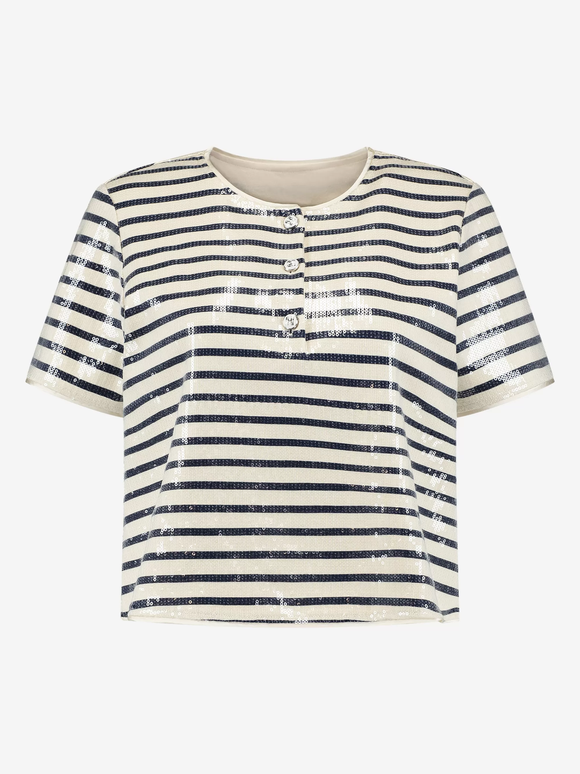 Women FIFTH HOUSE Tops-Striped top with sequin