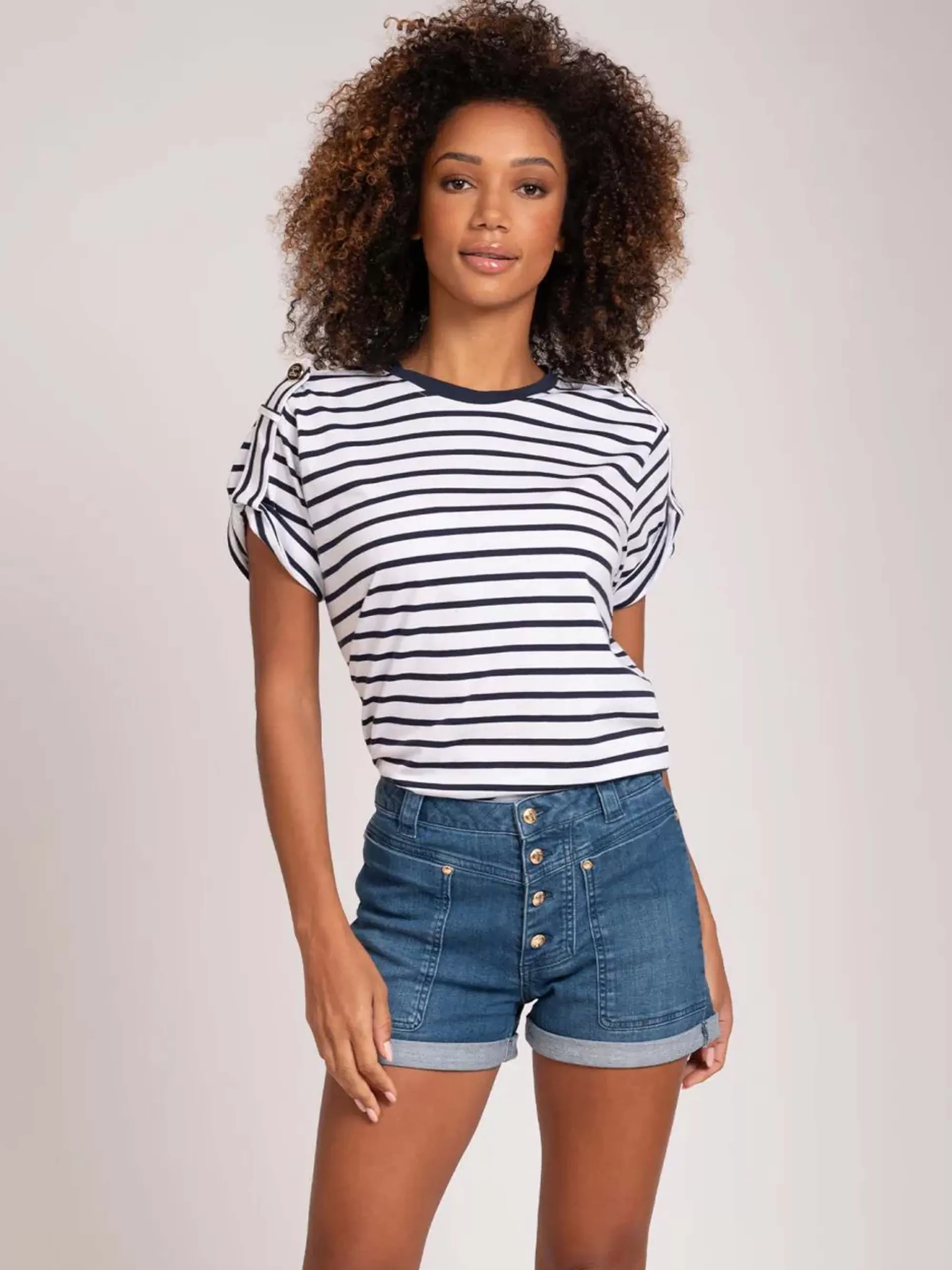 Women FIFTH HOUSE T-shirts-Striped T-shirt