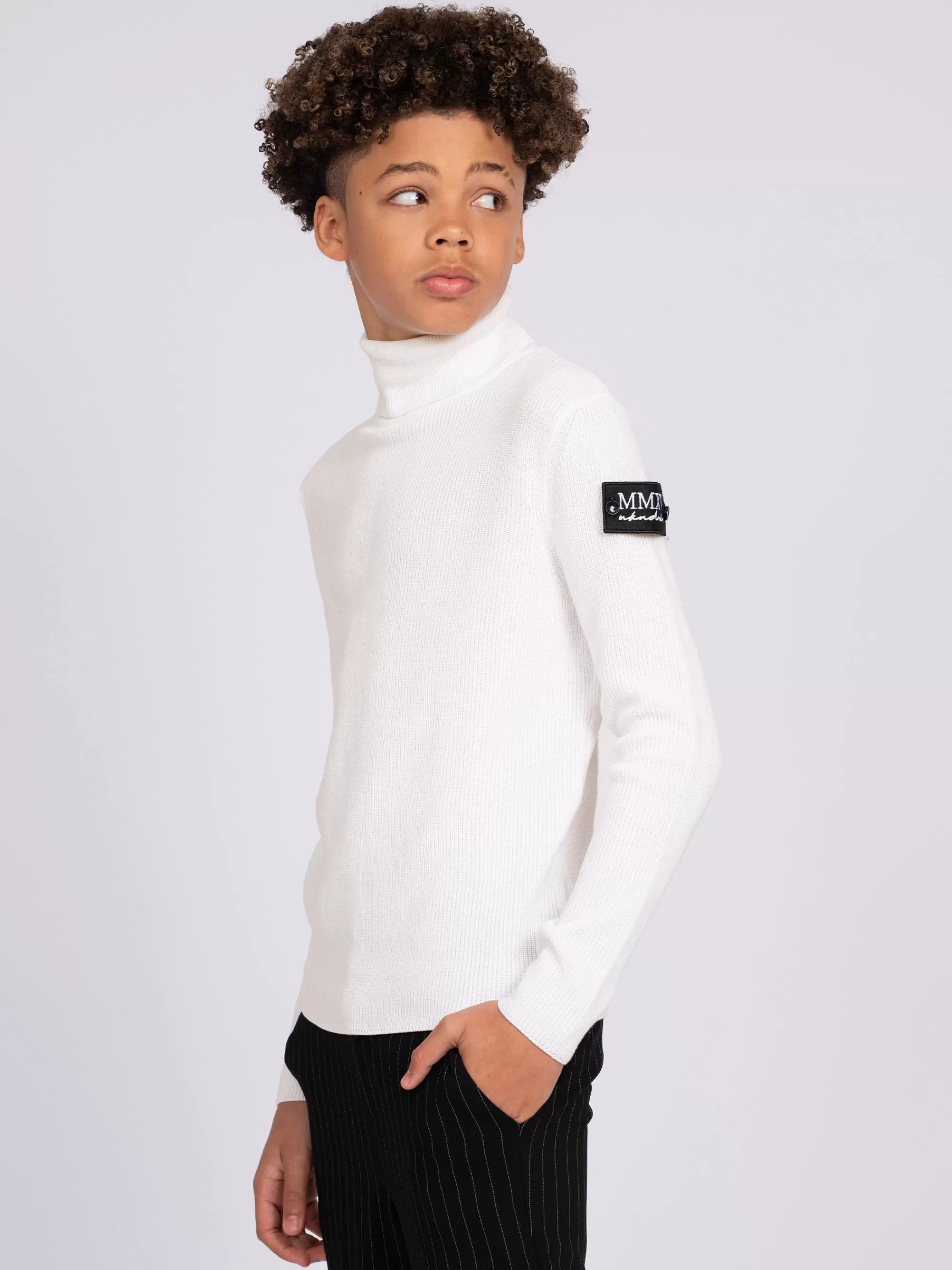 BOY FIFTH HOUSE Sweaters & Cardigans-Sweater with turtleneck and logo on the sleeve