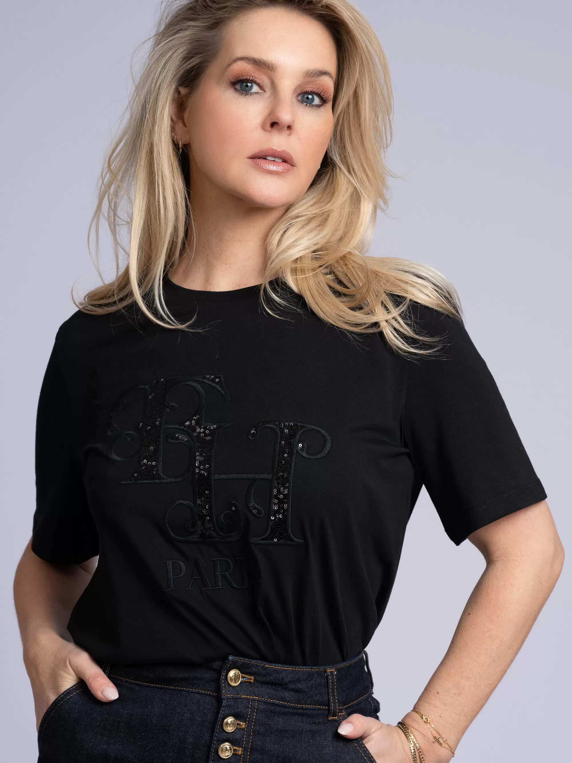 Women FIFTH HOUSE T-shirts-T-shirt with FH sequin logo