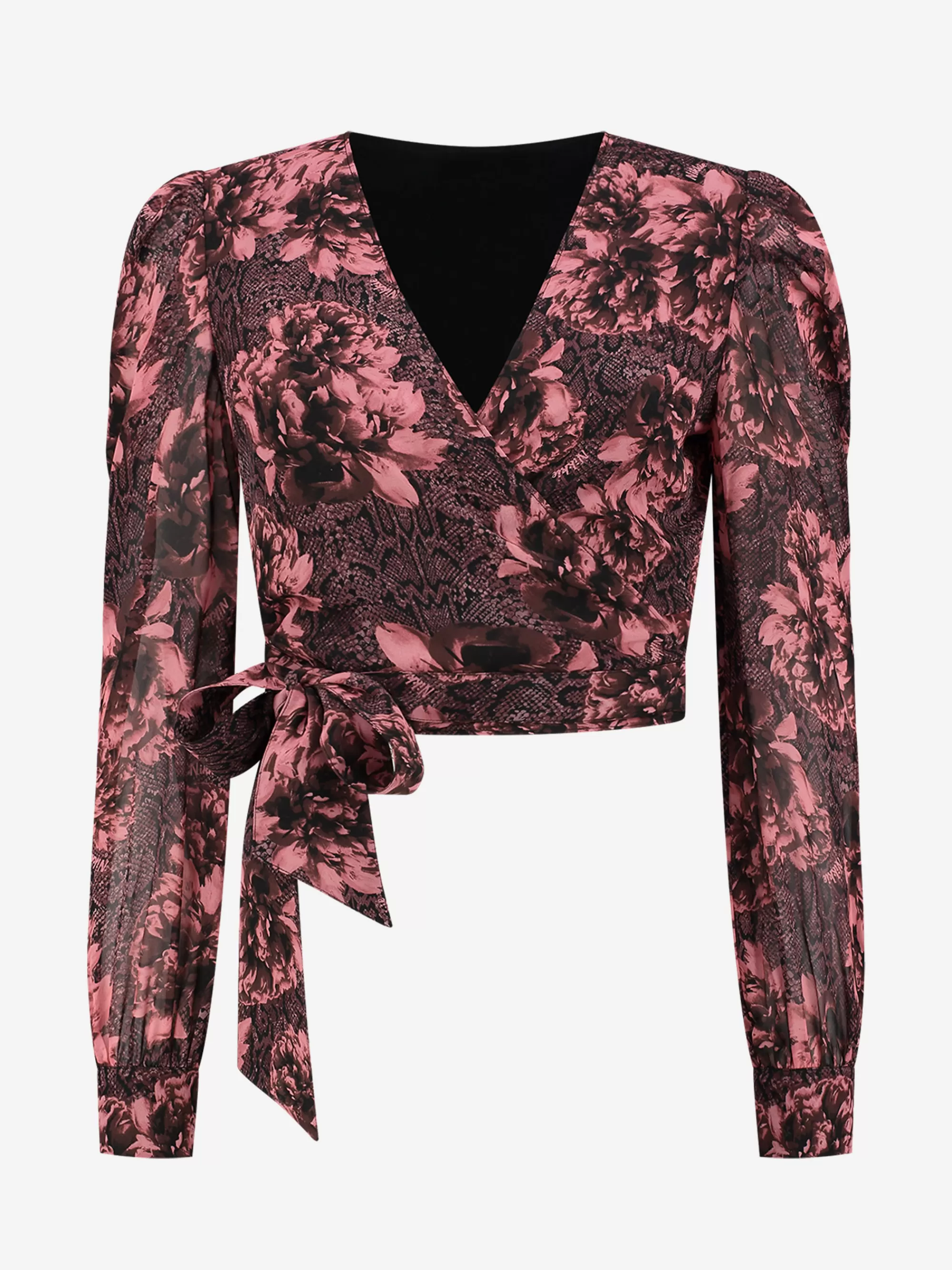 Women FIFTH HOUSE Tops-Wrap top with rose snake print